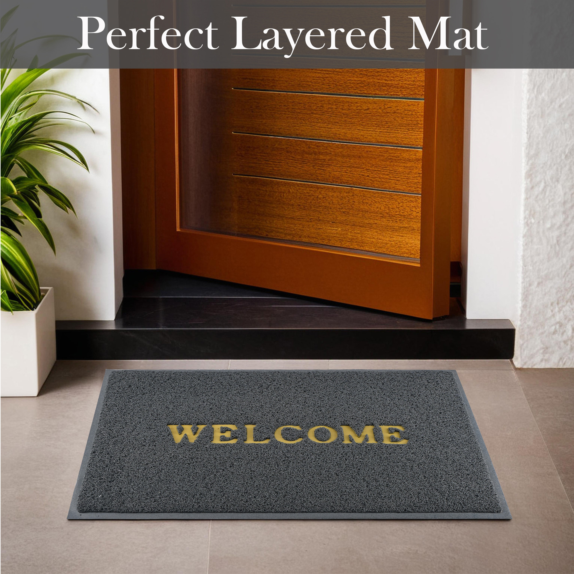 Kuber Industries 2x3 ft Rubber Doormats for Main Door Entrance  Balcony  Large Size Weather-Resistant Floor Mats for Home  Hotels  Ideal for Indoor  Outdoor Use  Grey