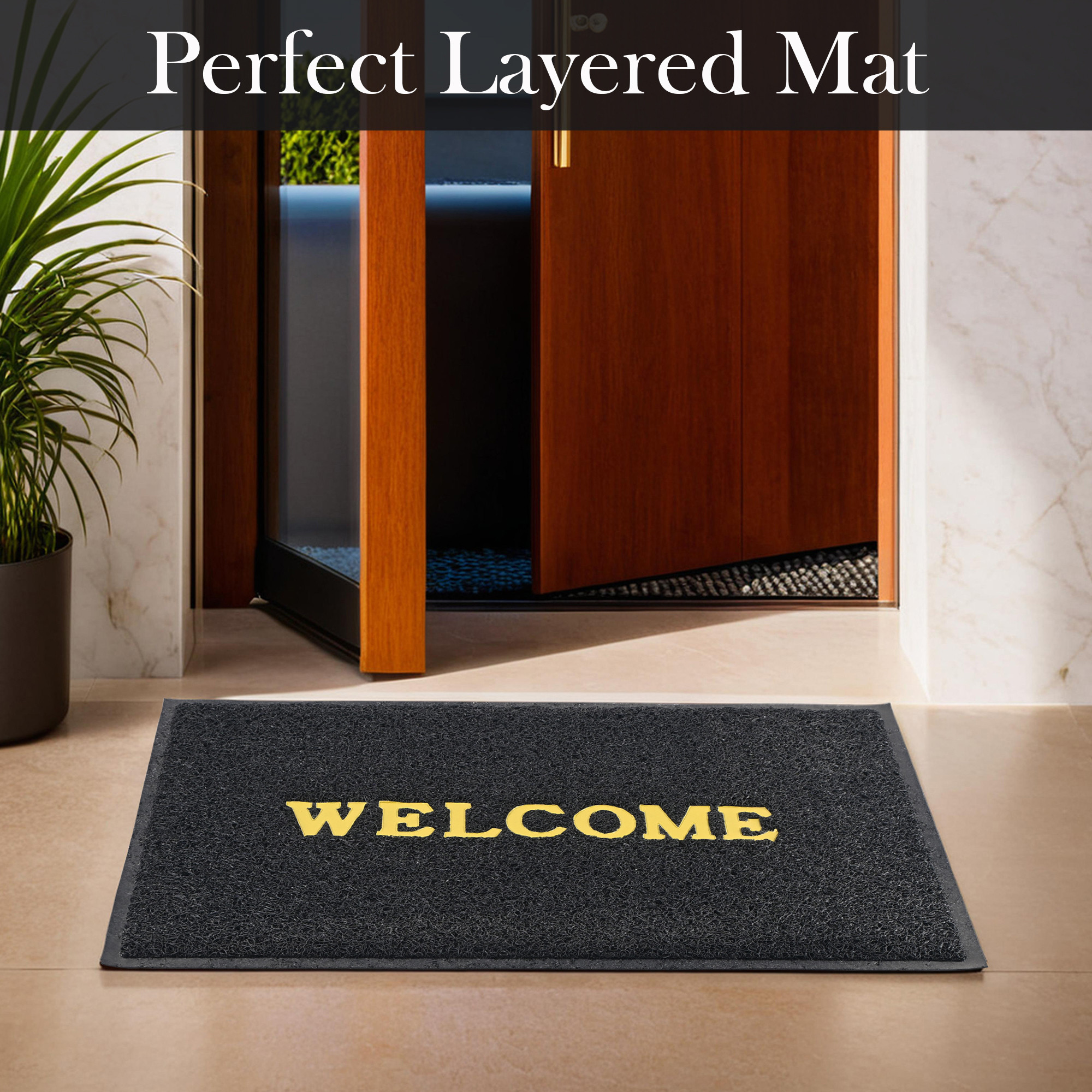 Kuber Industries 2x3 ft Rubber Doormats for Main Door Entrance  Balcony  Large Size Weather-Resistant Floor Mats for Home  Hotels  Ideal for Indoor  Outdoor Use  Black