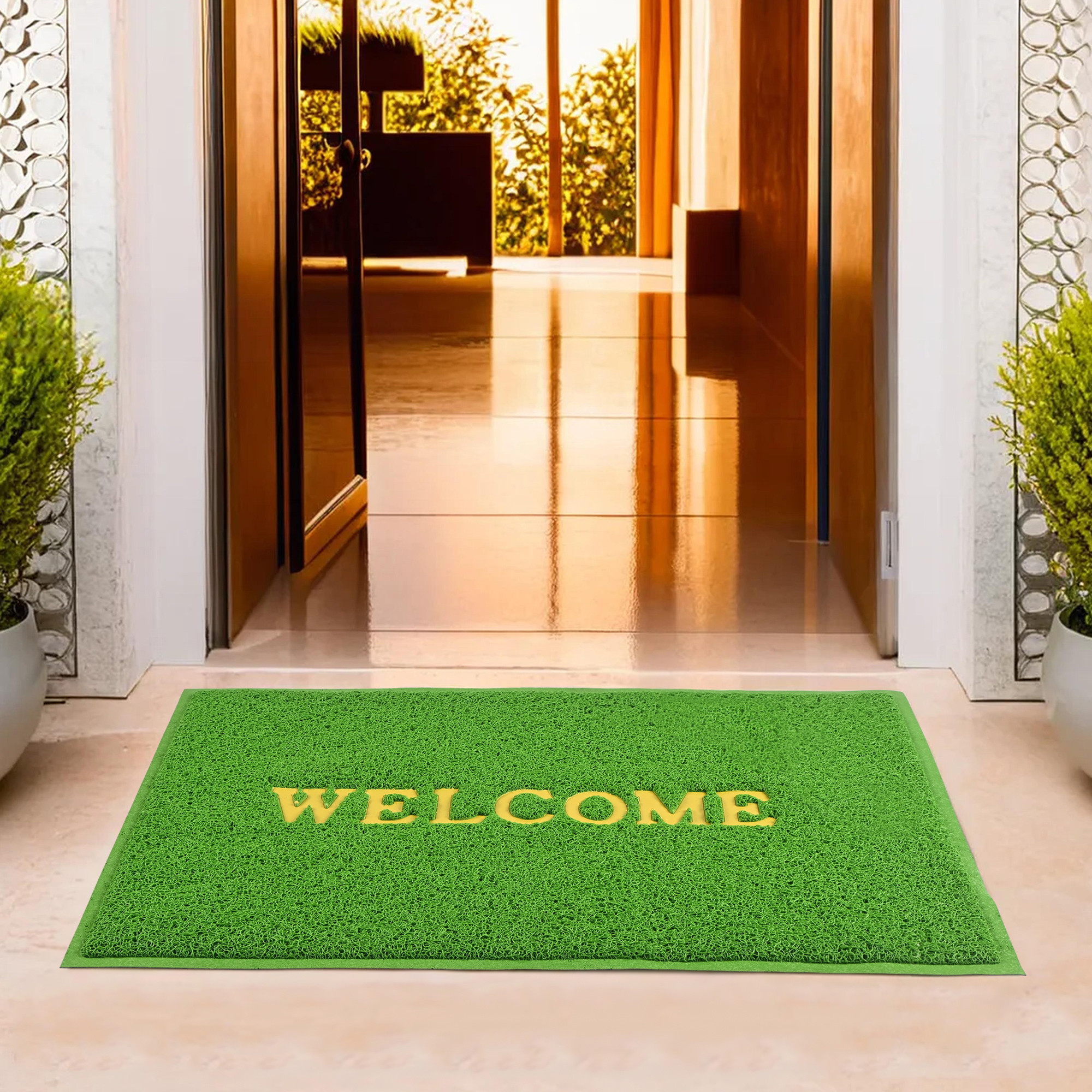 Kuber Industries 2x3 ft Rubber Doormats for Main Door Entrance  Balcony  Large Size Weather-Resistant Floor Mats for Home  Hotels  Ideal for Indoor  Outdoor Use  Green