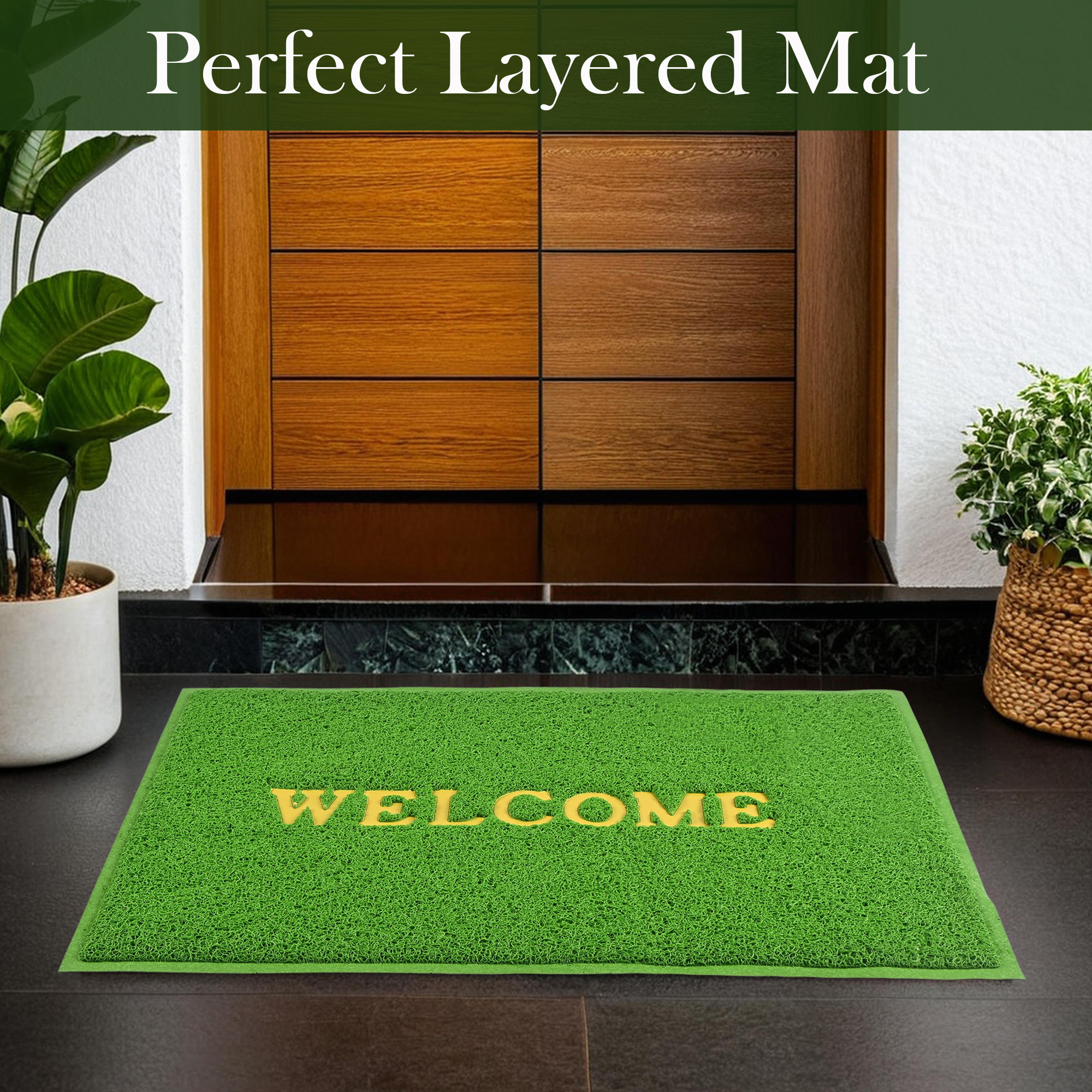 Kuber Industries 2x3 ft Rubber Doormats for Main Door Entrance  Balcony  Large Size Weather-Resistant Floor Mats for Home  Hotels  Ideal for Indoor  Outdoor Use  Green