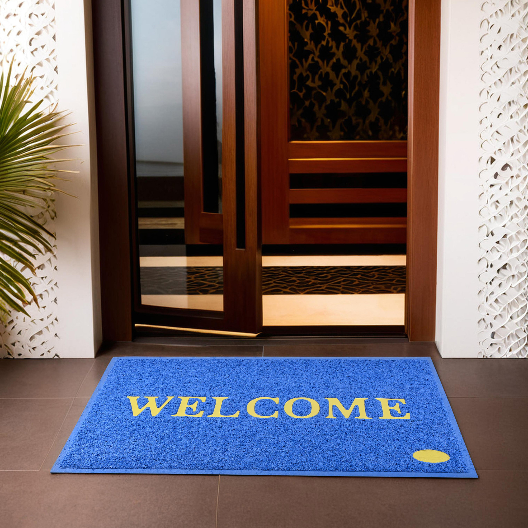 Kuber Industries 2x3 ft Rubber Doormats for Main Door Entrance  Balcony  Large Size Weather-Resistant Floor Mats for Home  Hotels  Ideal for Indoor  Outdoor Use  Blue