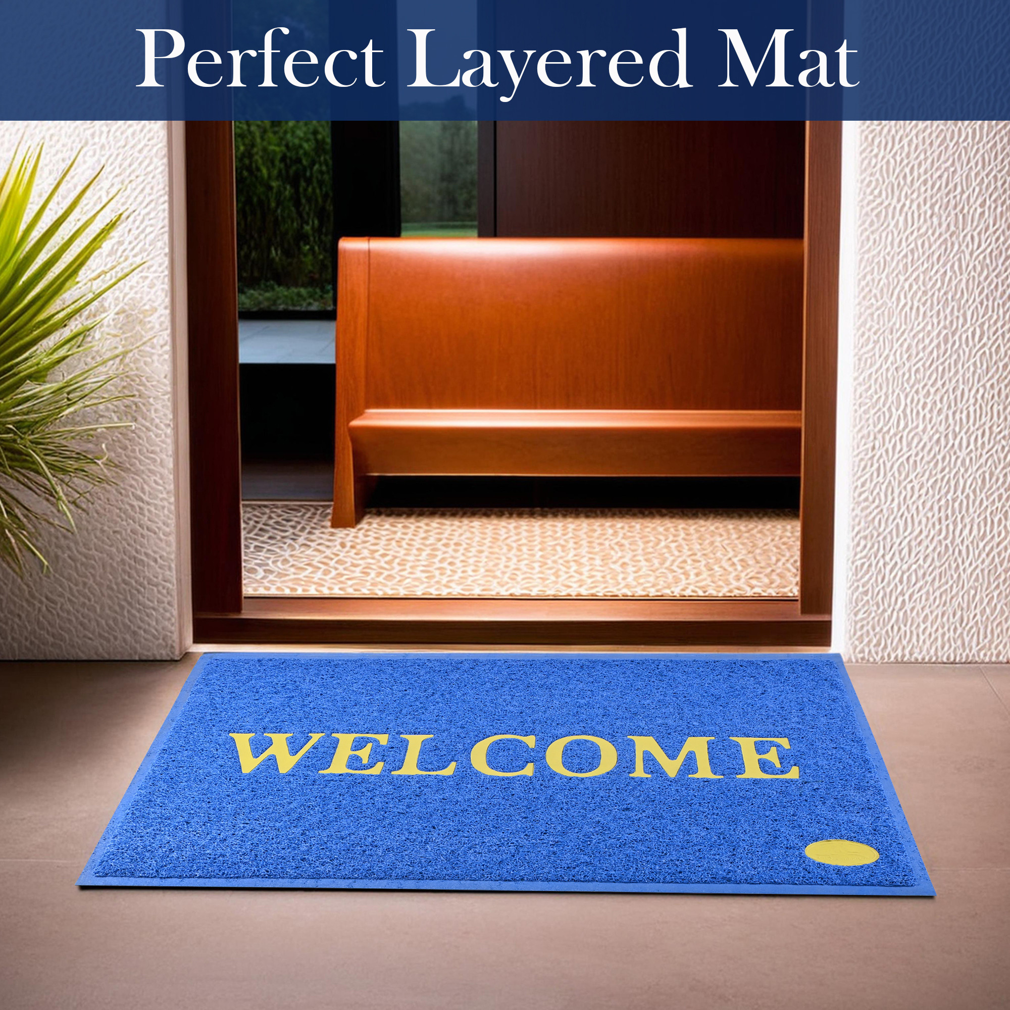 Kuber Industries 2x3 ft Rubber Doormats for Main Door Entrance  Balcony  Large Size Weather-Resistant Floor Mats for Home  Hotels  Ideal for Indoor  Outdoor Use  Blue