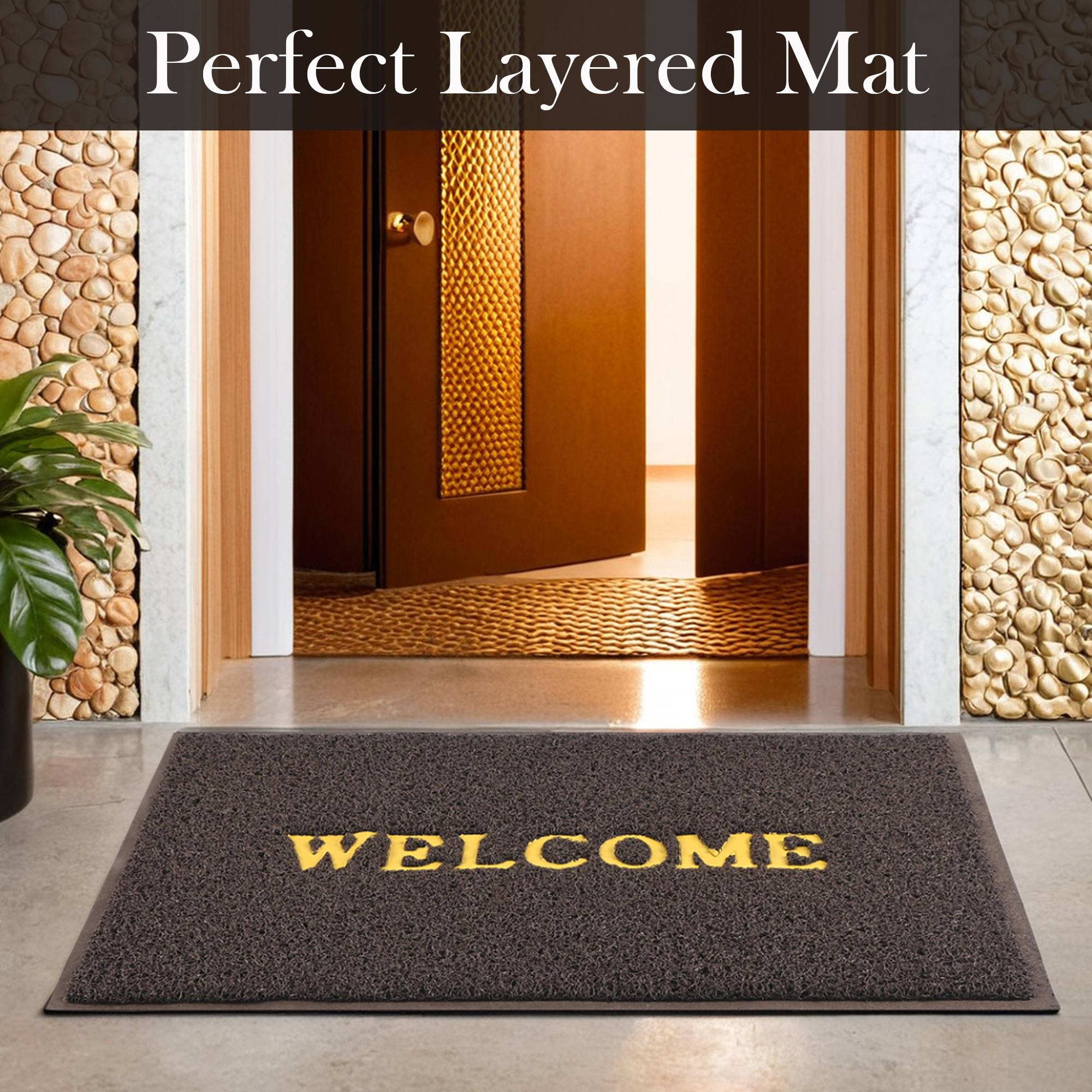 Kuber Industries 2x3 ft Rubber Doormats for Main Door Entrance  Balcony  Large Size Weather-Resistant Floor Mats for Home  Hotels  Ideal for Indoor  Outdoor Use  Brown