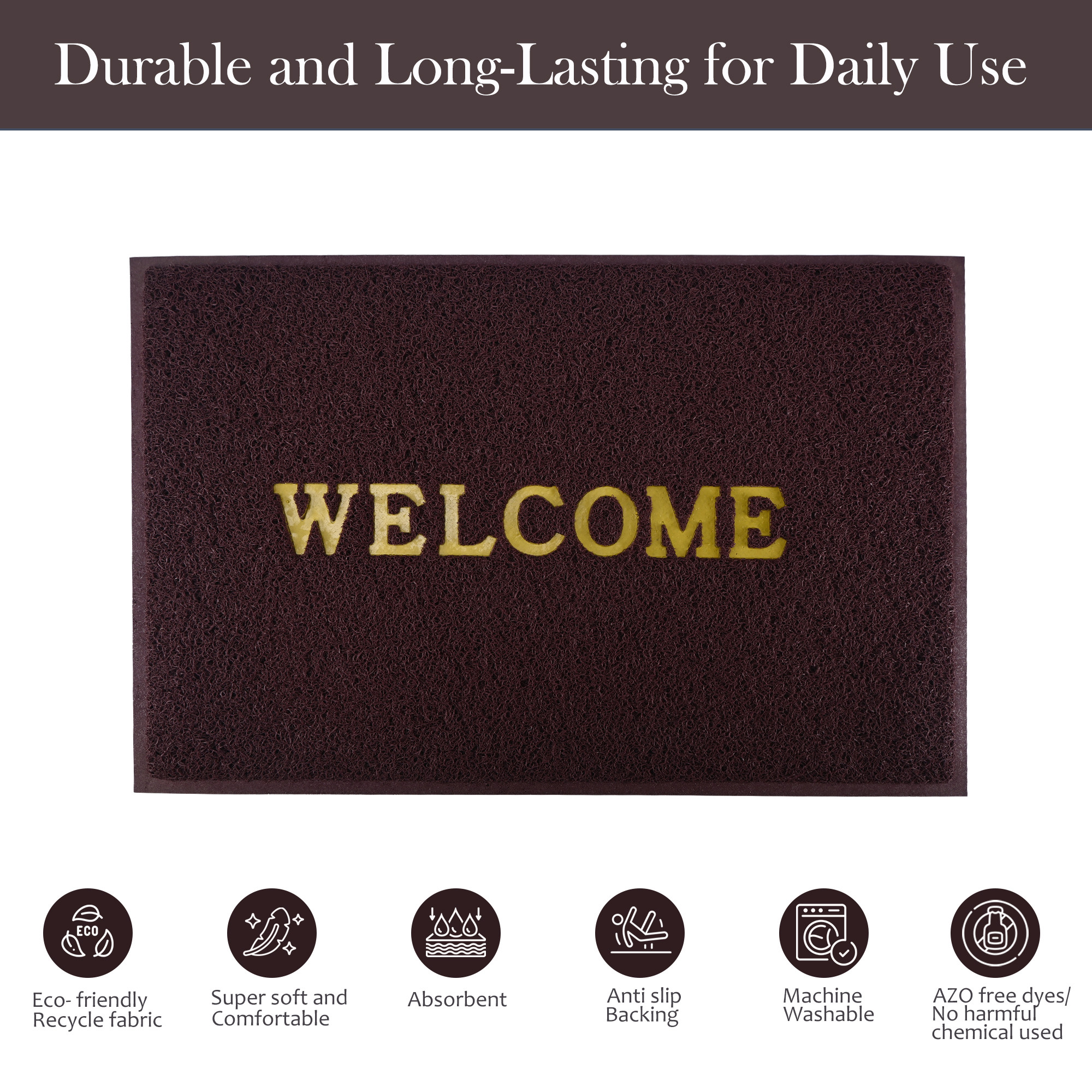 Kuber Industries 2x3 ft Rubber Doormats for Main Door Entrance  Balcony  Large Size Weather-Resistant Floor Mats for Home  Hotels  Ideal for Indoor  Outdoor Use  Maroon