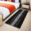 2x4 Feet Anti Skid Runner for Bedroom &amp; Living Room | Durable Bedside Carpet &amp; Kitchen Runner for Floor | Foldable Rugs &amp; Mat for Home | Stripes - Grey &amp; Black