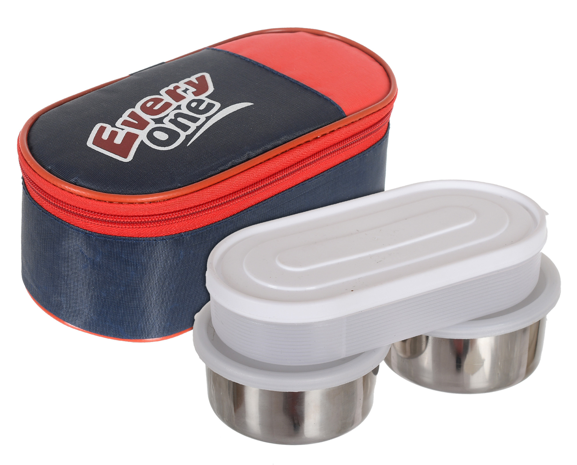 Kuber Industries 3 Container Double Decker Insulated Lunch Box Set for Office Men, Women, School Kids with Bag Cover (Blue & Red)