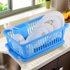 3-in-1 Durable Plastic Dish Drainer Basket for Kitchen with Water Draining Tray, Spoon &amp; Plate Racks | Space Saving Bartan &amp; Utensils Basket Drainer for Kitchen | Cyan