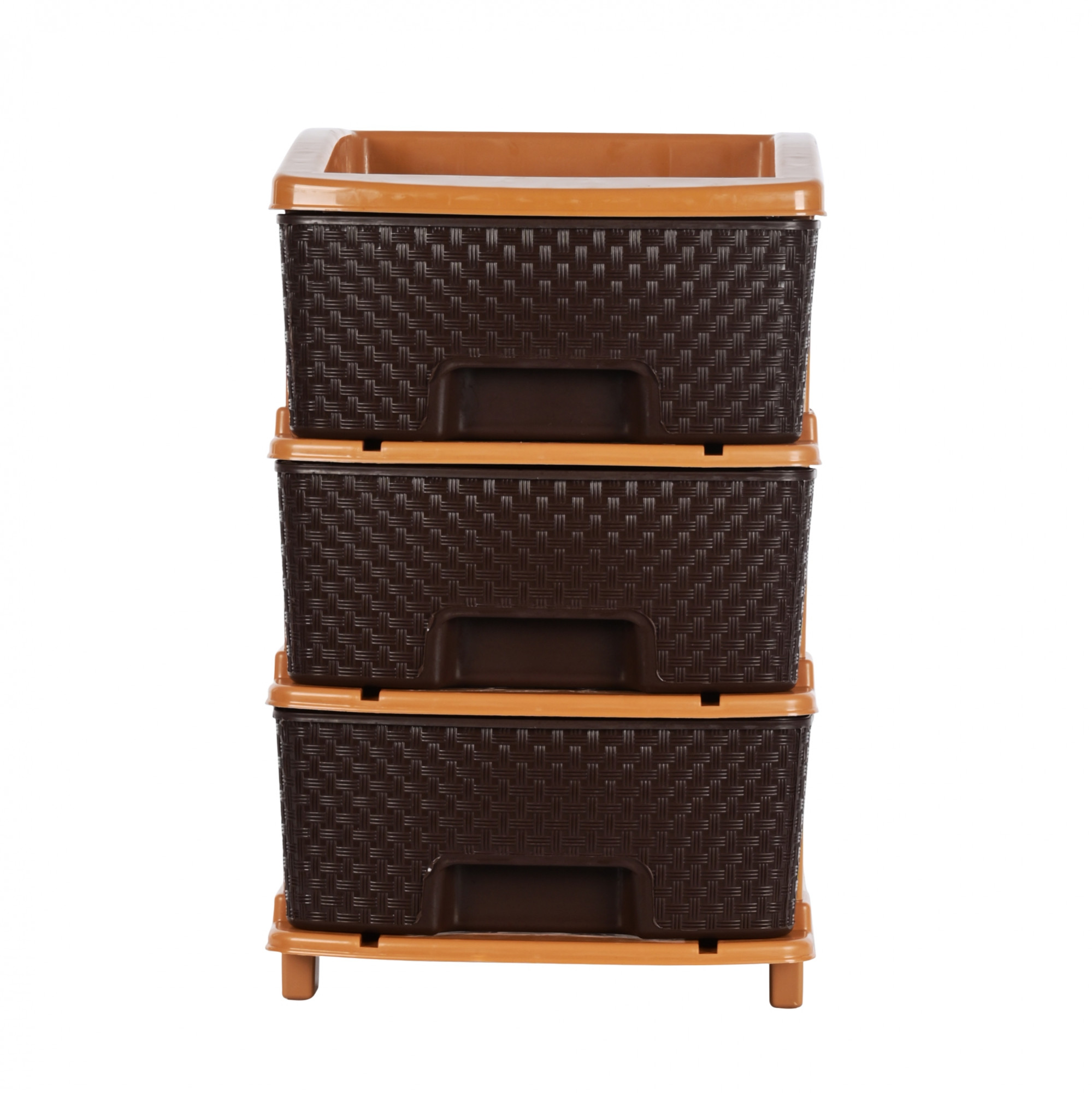 Kuber Industries 3-Layer  53 Ltr Plastic Drawer Storage Organiser  Modular Kitchen  Toy Organizer For Kids Room  Chocolate Brown