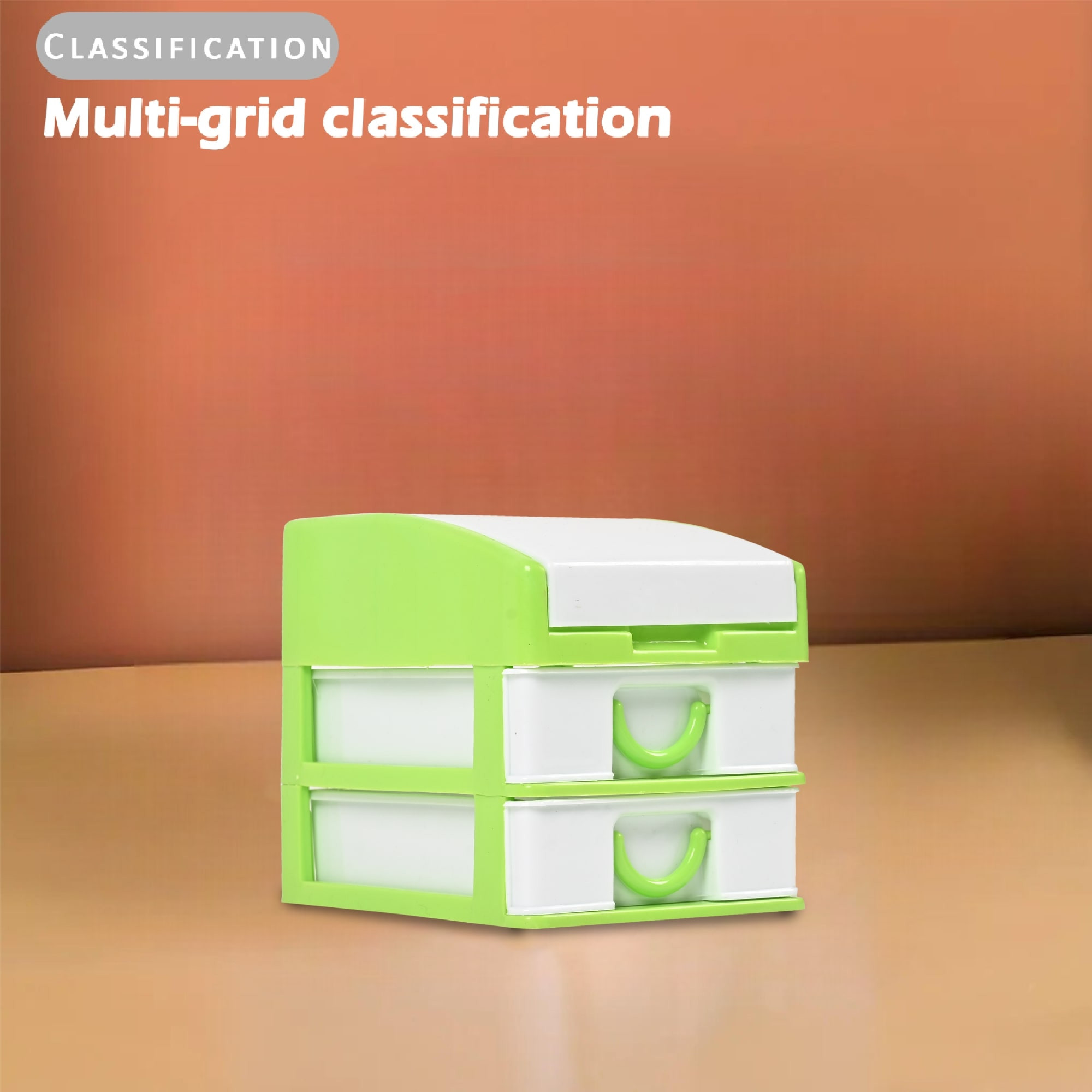 Kuber Industries 3-Layer Drawer Storage Organizer For Beauty Products with Lid  Cosmetic Organizer Shelf For Makeup Table  Light Green