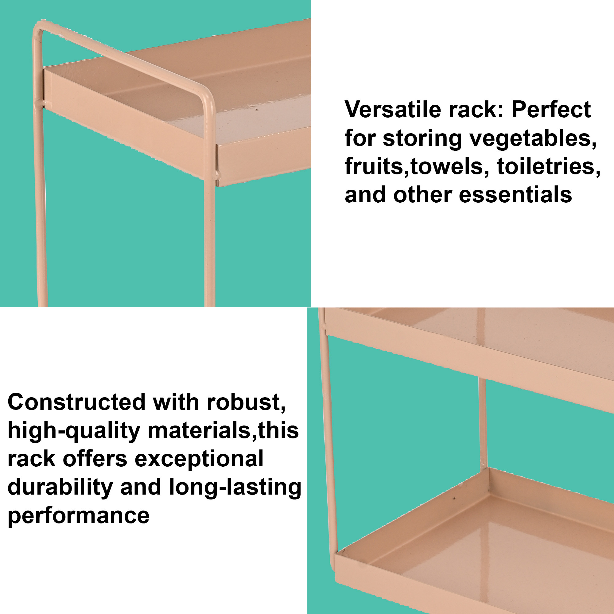Kuber Industries 3-Layer Durable Kitchen Storage Rack for Spices  Space-Saving Multipurpose Onion  FruitVegetable Stand for Kitchen Home  Office  Peach