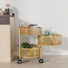 Kitchen Storage Rack | Metal Kitchen Trolley with Wheels | Vegetable Rack for Kitchen | Revolving Vegetable &amp; Fruit Stand for Kitchen | Round Shape - Golden