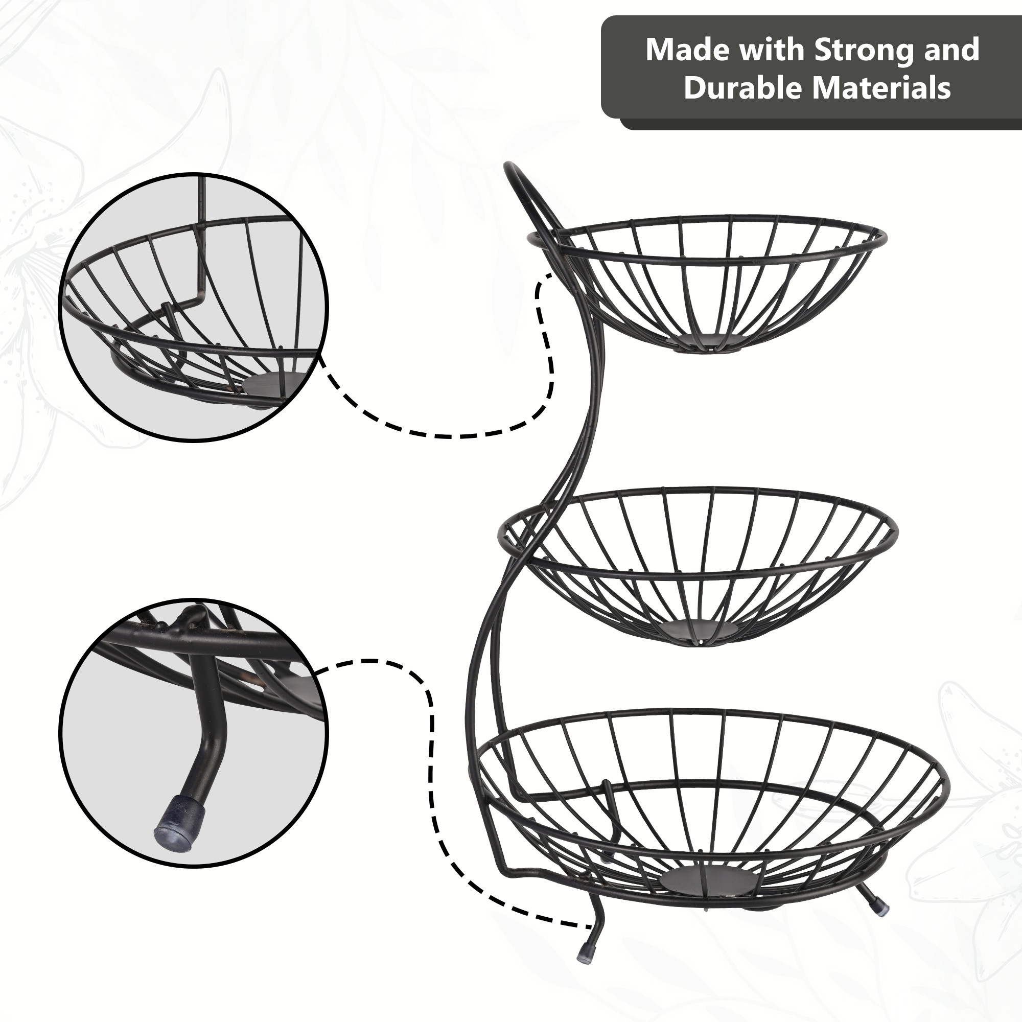 Kuber Industries 3-Layer Metal Fruit Basket for Dining Table - Vegetable  Banana Organizer Storage RackBowl for Kitchen - Black