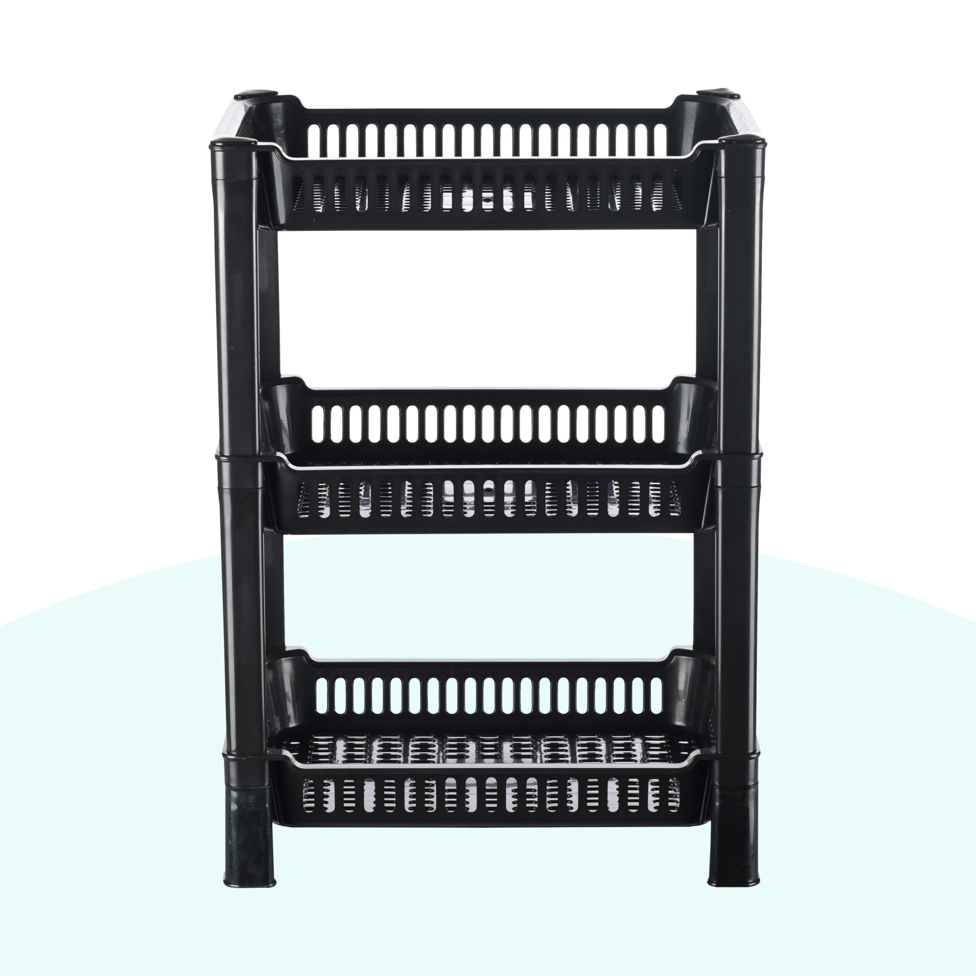 Kuber Industries 3-Layer Multipurpose Kitchen OrganizerStorage Rack  Onion Stand For Kitchen  Vessels  Vegetable Organiser  Black
