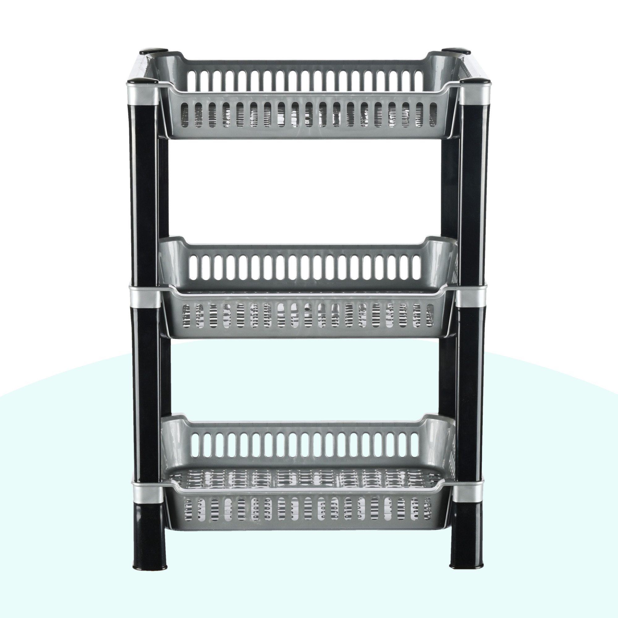 Kuber Industries 3-Layer Multipurpose Kitchen OrganizerStorage Rack  Onion Stand For Kitchen  Vessels  Vegetable Organiser  Silver