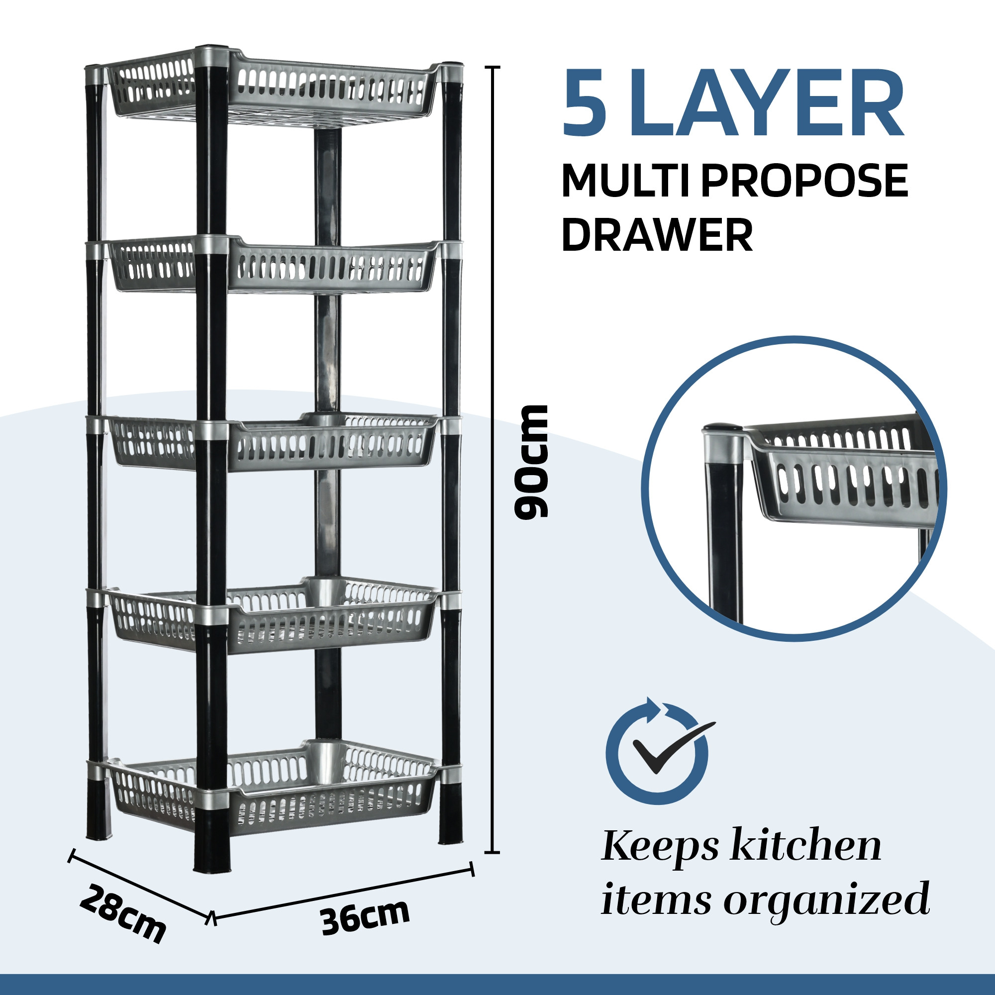 Kuber Industries 3-Layer Multipurpose Kitchen OrganizerStorage Rack  Onion Stand For Kitchen  Vessels  Vegetable Organiser  Silver
