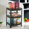 3-Layer Multipurpose Kitchen Organizer/Storage Rack | Onion Stand For Kitchen | Vessels &amp; Vegetable Organiser | Black