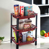 3-Layer Multipurpose Kitchen Organizer/Storage Rack | Onion Stand For Kitchen | Vessels &amp; Vegetable Organiser | Maroon