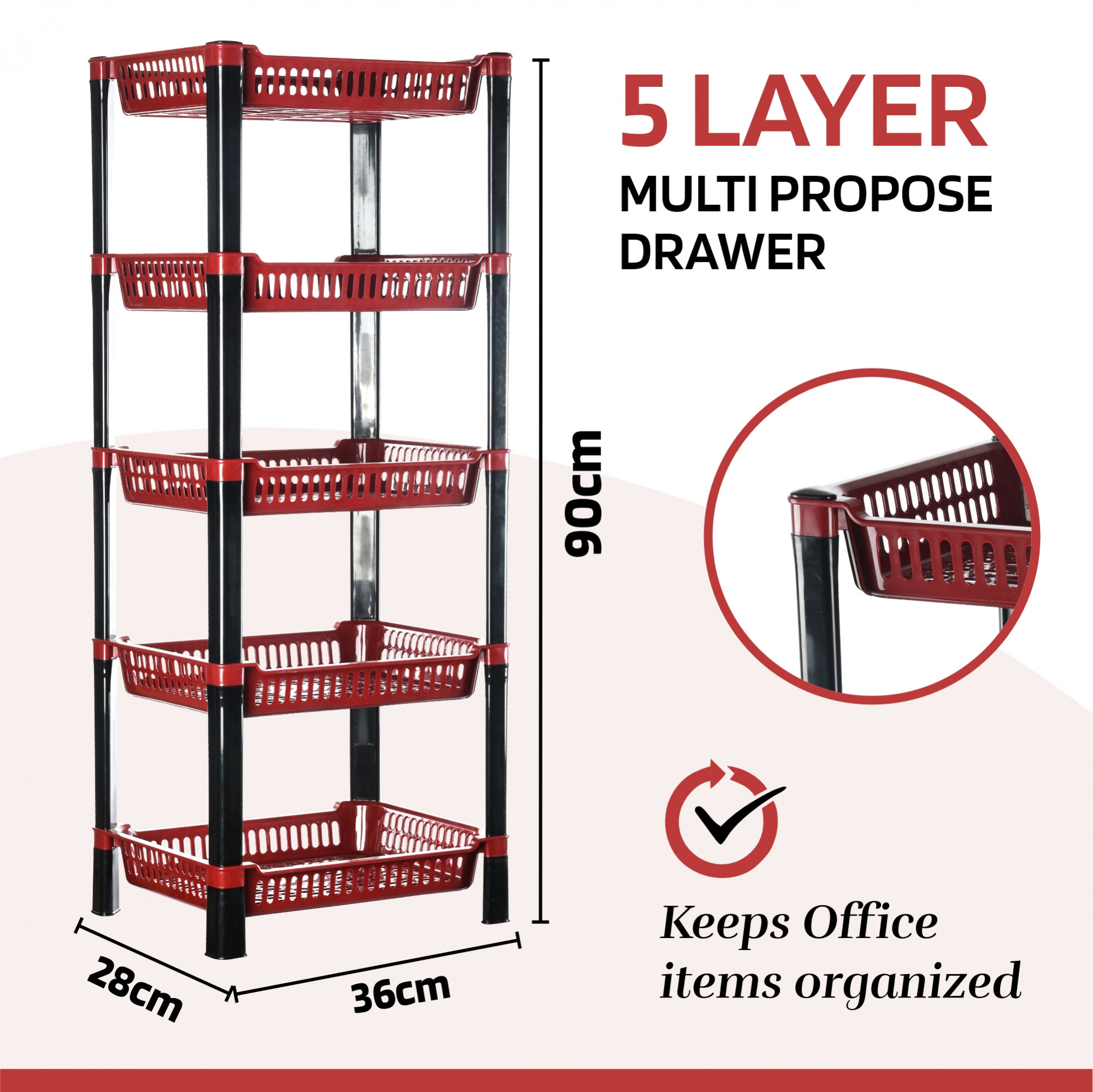 Kuber Industries 3-Layer Multipurpose Kitchen OrganizerStorage Rack  Onion Stand For Kitchen  Vessels  Vegetable Organiser  Maroon