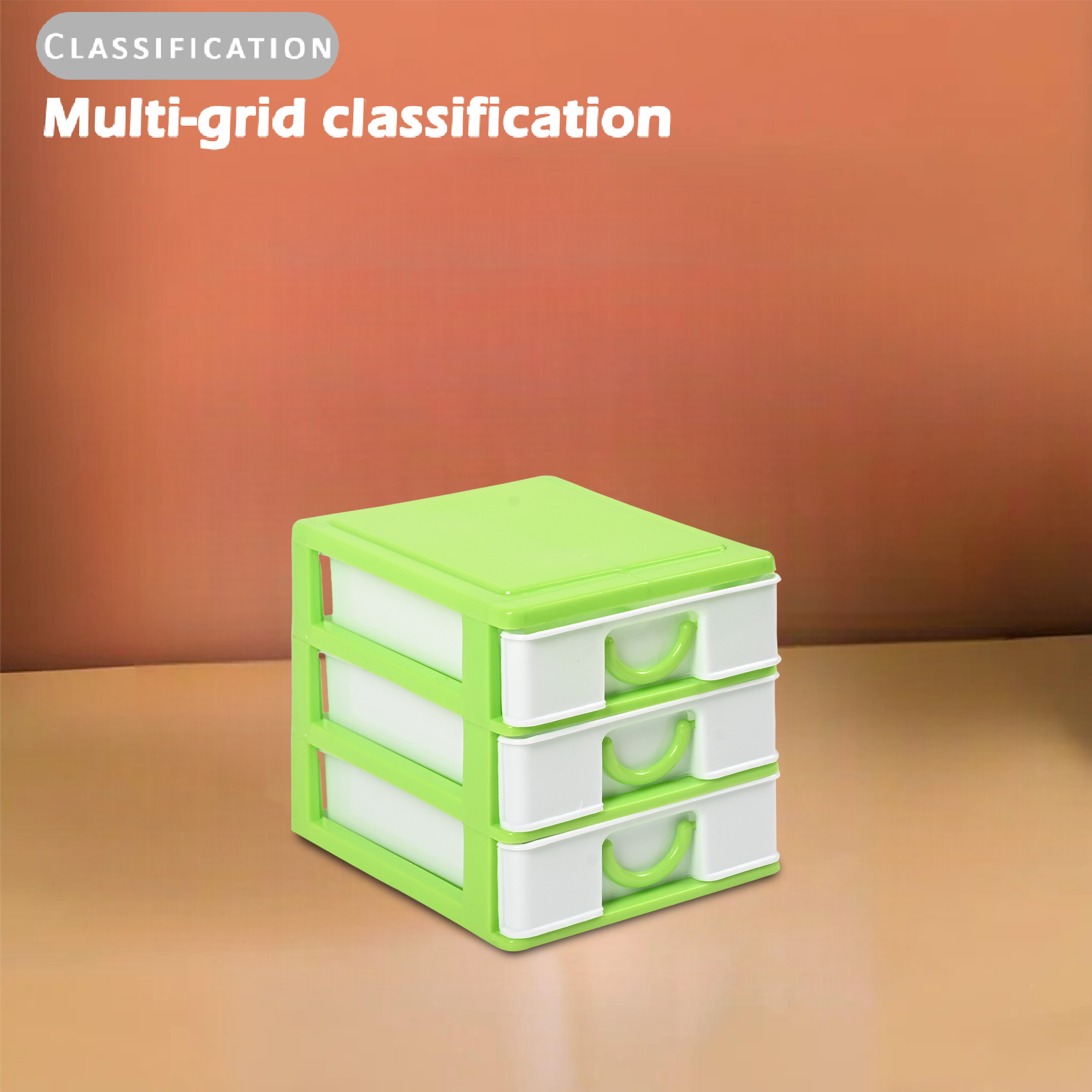 Kuber Industries 3-Layer Plastic Drawer Storage Organizer For Beauty Products  Cosmetic Organizer Shelf For Makeup Table  White  Green