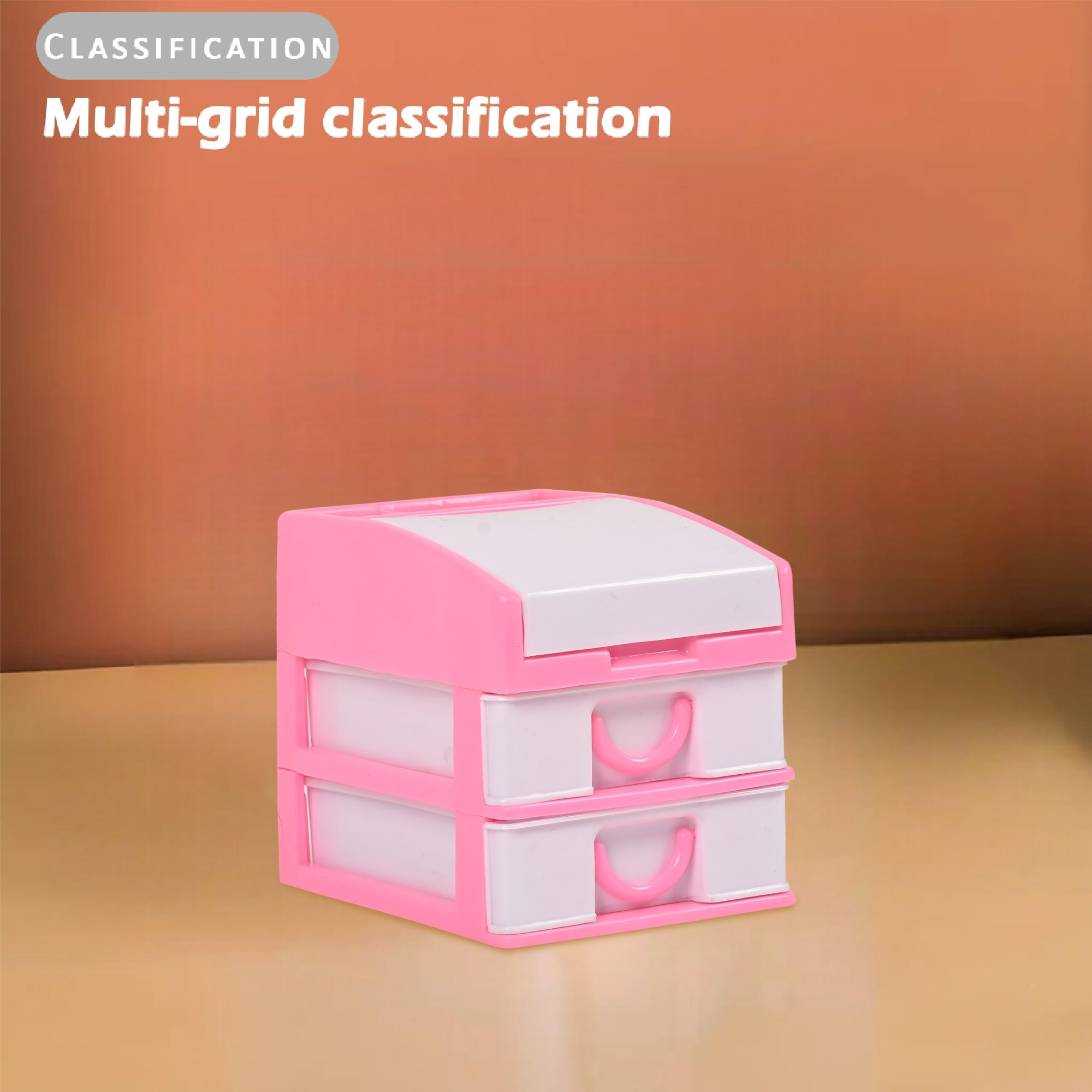 Kuber Industries 3-Layer Plastic Drawer Storage Organizer For Beauty Products with Lid  Cosmetic Organizer Shelf For Makeup Table  Pink