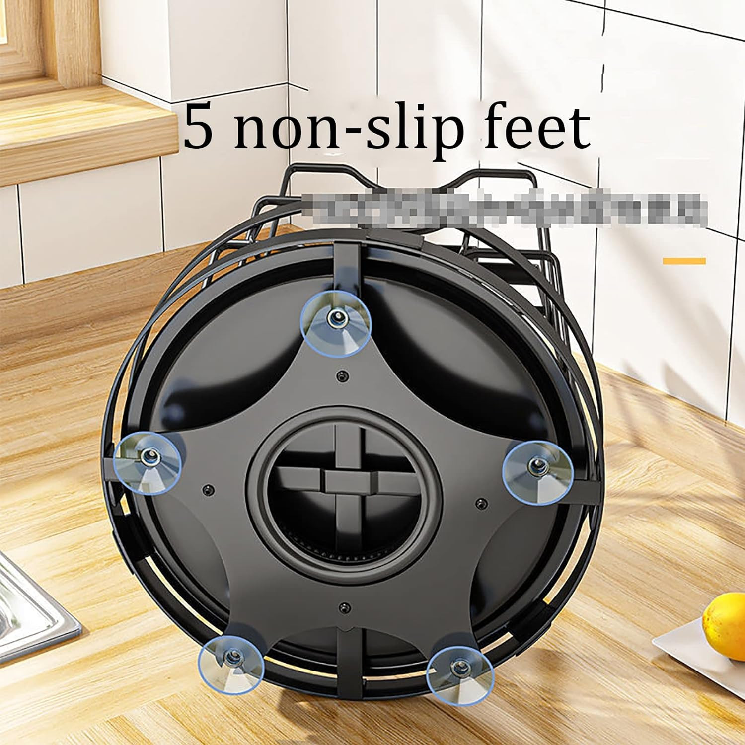 Kuber Industries 3 Layer Pot Lid Holder with Removable Drain Tray| Lid Stand Rack|Heavy Duty Standing Pot Lid Holder|Cooking Pot Lid Organizer|Spoon Rest Holder (Black)