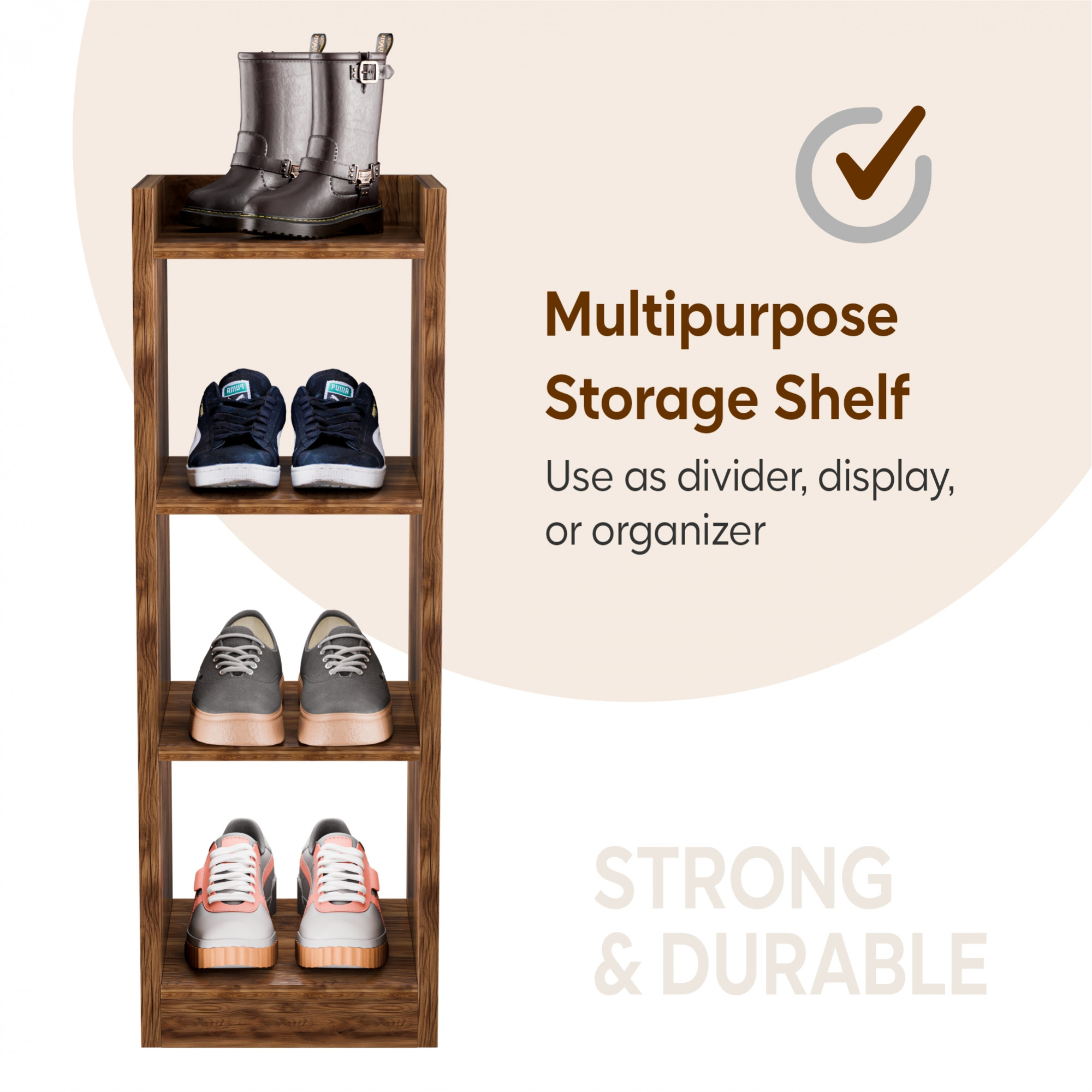 Kuber Industries 3 Layer Study Room Book Shelf Wooden Mdf  Forrel Bookshelf for Home  Book Organizer Display Shelf for Living Room Library and Office  Brown