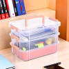 3-Layer Transparent Stackable Storage Box with Lid | Medicine & Stationary Organizers Box for Home | Detachable Organizer for Jewellery, Sewing Button, Arts & Crafts | Peach