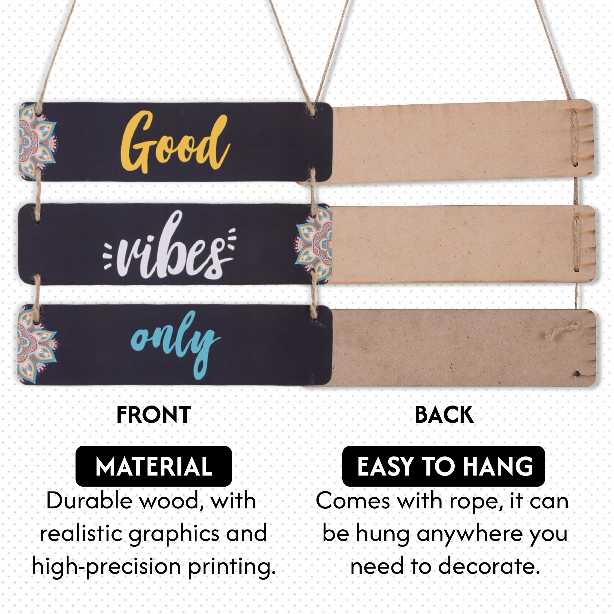 Kuber Industries 3 Layered Wooden Inspirational Quotes Wall Hanging Decoration for Living Room Bedroom  Office  Wall Art Home Decor Items for Hall Entry Door  Staircase   Black