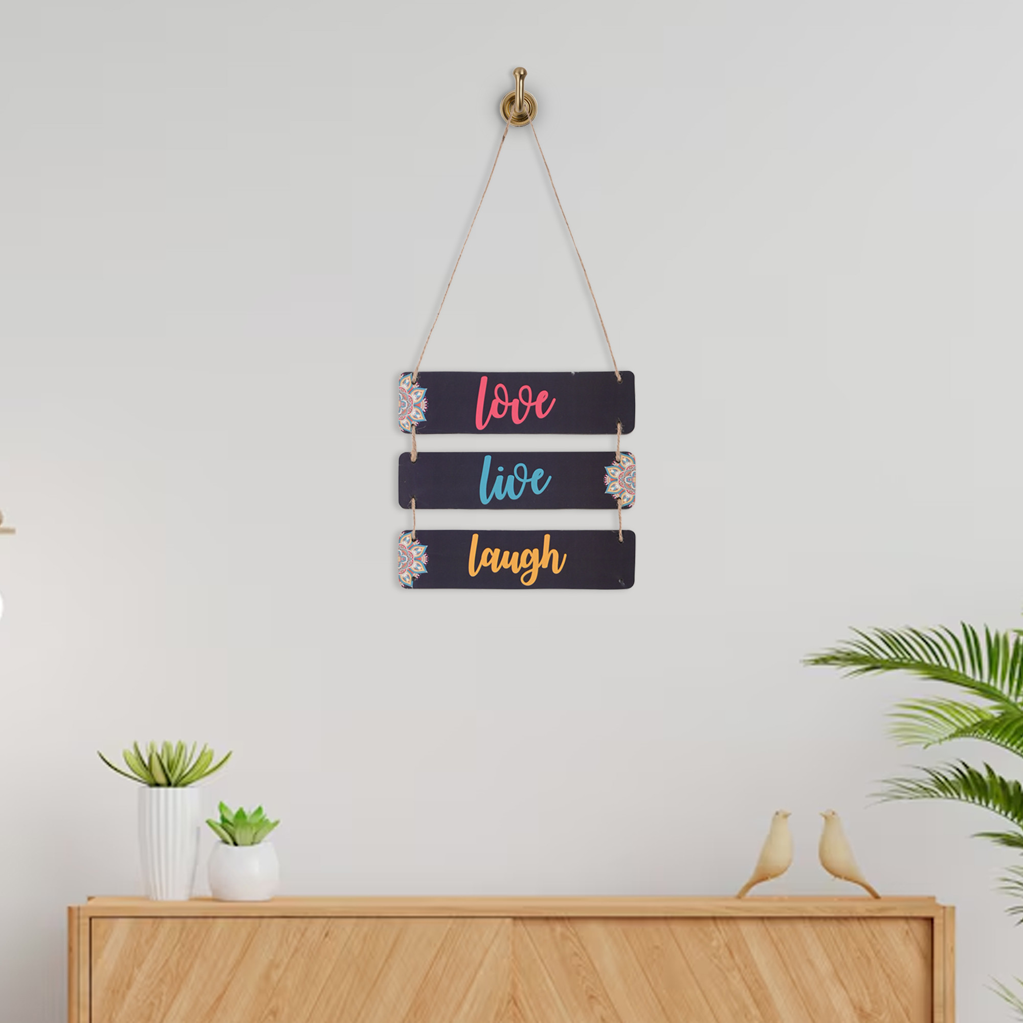 Kuber Industries 3 Layered Wooden Inspirational Quotes Wall Hanging Decoration for Living Room Bedroom  Office  Wall Art Home Decor Items for Hall Entry Door  Staircase   Love - Black