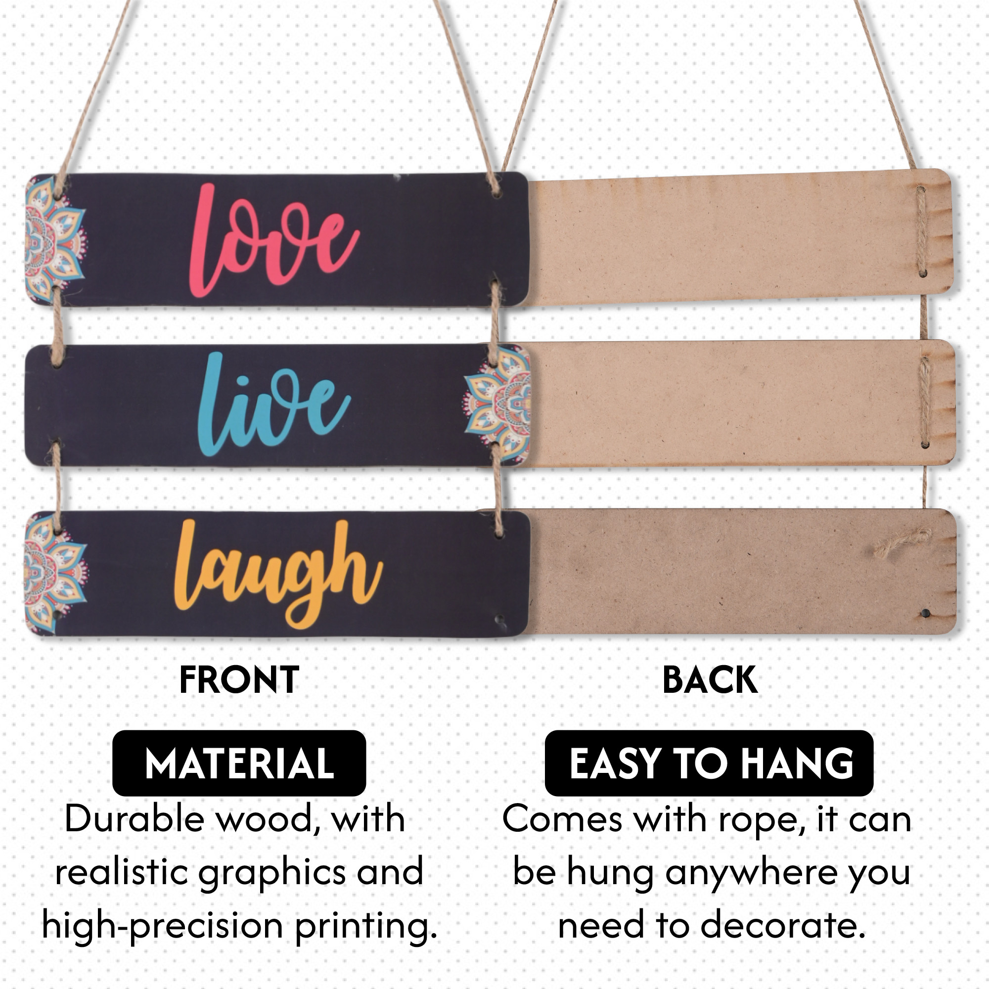 Kuber Industries 3 Layered Wooden Inspirational Quotes Wall Hanging Decoration for Living Room Bedroom  Office  Wall Art Home Decor Items for Hall Entry Door  Staircase   Love - Black