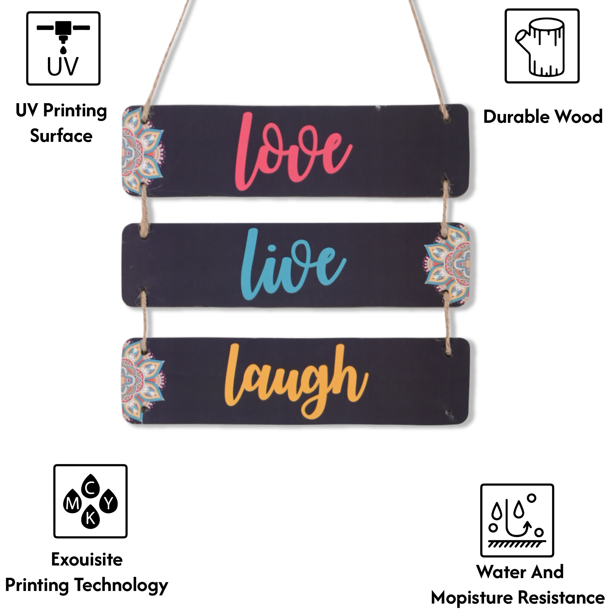 Kuber Industries 3 Layered Wooden Inspirational Quotes Wall Hanging Decoration for Living Room Bedroom  Office  Wall Art Home Decor Items for Hall Entry Door  Staircase   Love - Black