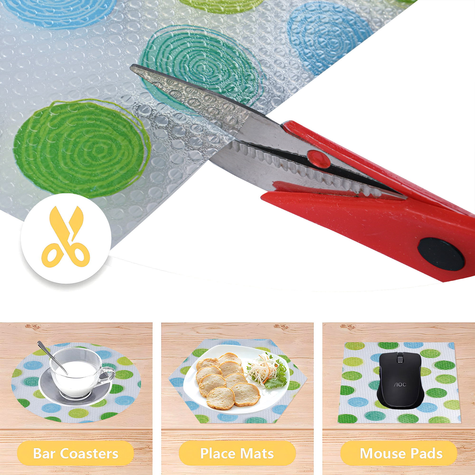 Kuber Industries 3 Meter EVA Anti Slip Kitchen Shelf Mats Roll  Shelf Liners for Kitchen Shelves  Fridge  Multipurpose Cupboard Sheets for Wardrobes  Drawers  Dot S2 - Green  Blue