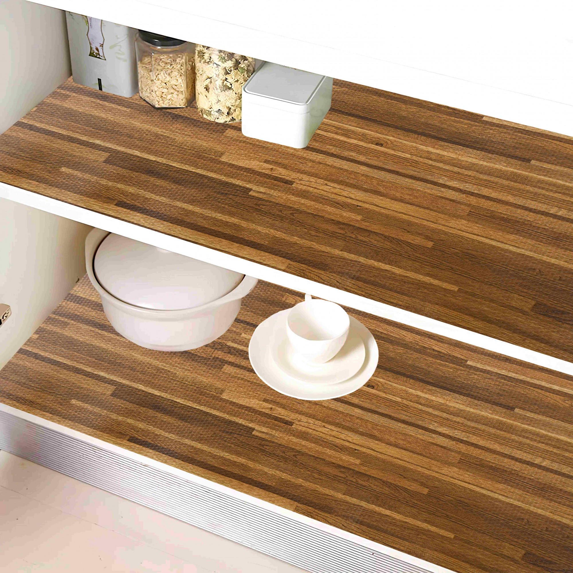 Kuber Industries 3 Meter EVA Anti Slip Kitchen Shelf Mats Roll  Shelf Liners for Kitchen Shelves  Fridge  Multipurpose Cupboard Sheets for Wardrobes  Drawers  Wooden S1 - Brown