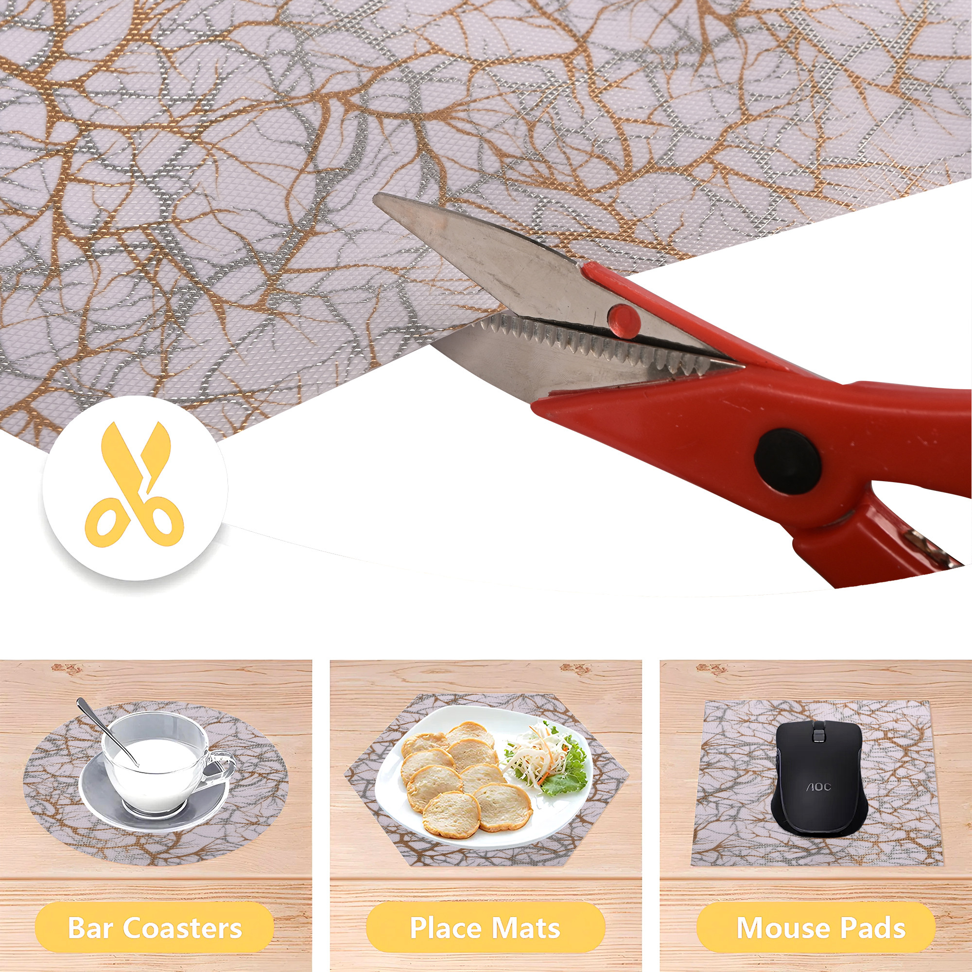 Kuber Industries 3 Mtr Eva Anti-Slip Wardrobe Liner Mats for Table  Multipurpose Washable Sheet for Fridge  Shelf Liner Mats for Home  Kitchen Accessories  Tree Branches - White