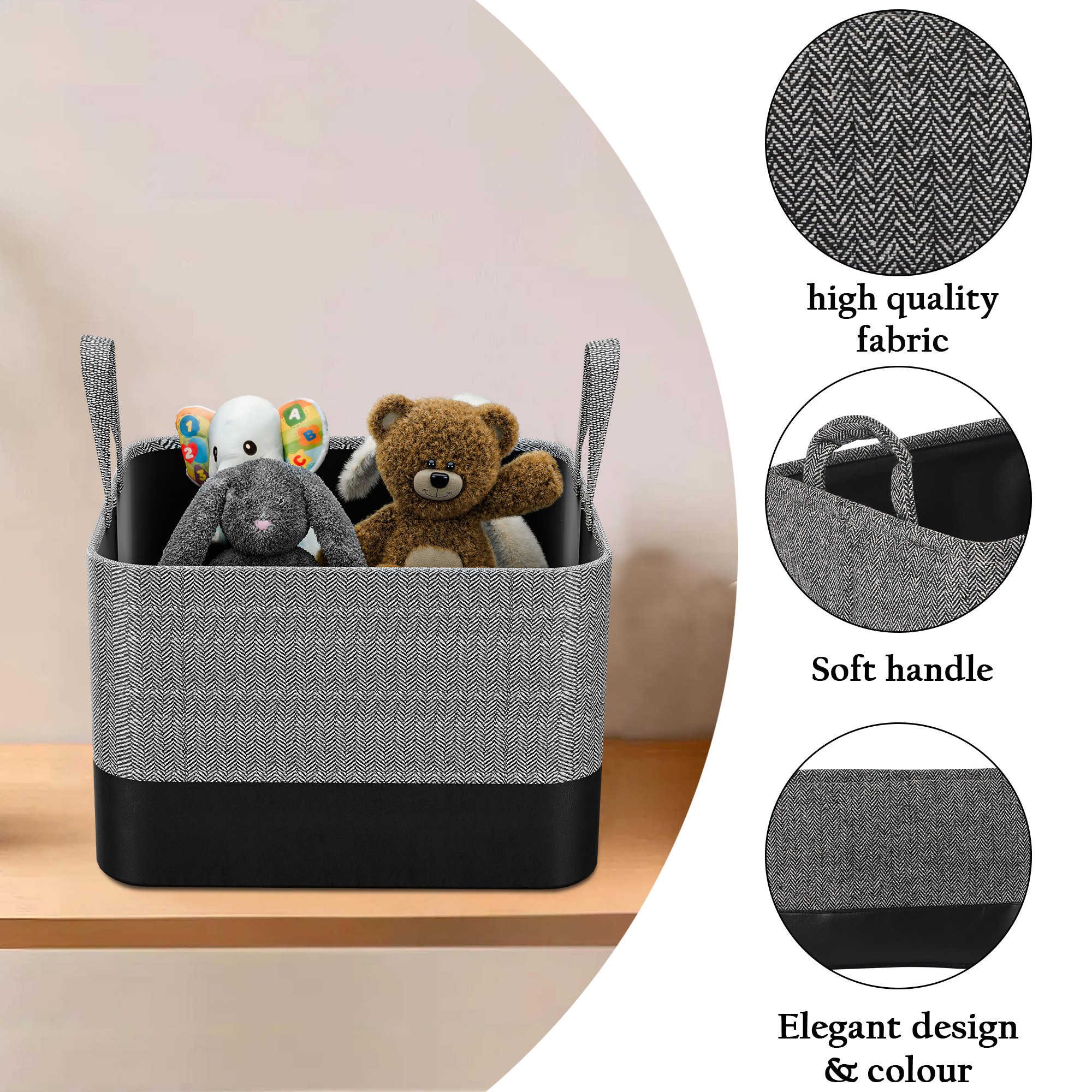 Kuber Industries 3 Pcs Foldable  Collapsible Storage Box for Clothes  Baby Dress Organizer for Wardrobe  Utility Organizer for Kids Toys Diaper  Books  GM-12-DGRY  Dark Grey