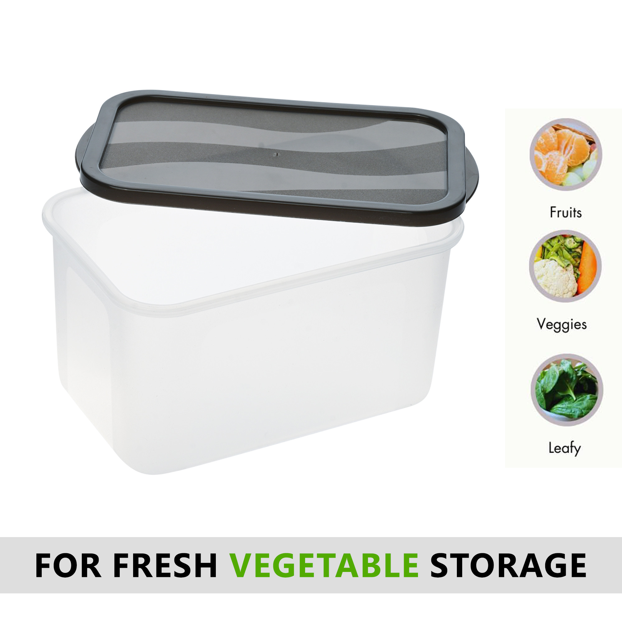 Kuber Industries 3 Pcs Fridge Organizers Storage Box Set  Vegetable Box for Coriander  Kitchen Food Storage  Plastic Freezer Containers  Black