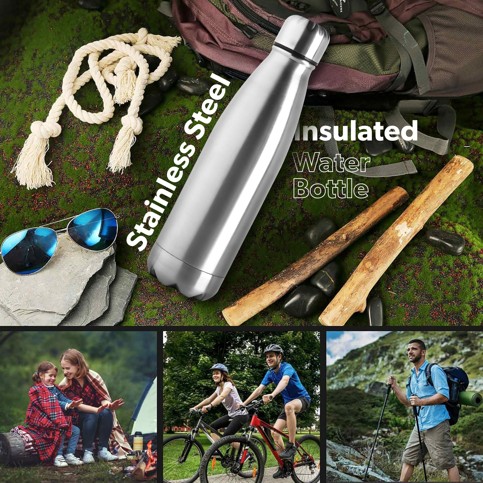 Kuber Industries 3 Pcs Insulated Steel Water Bottle 1 Ltr  Hot  Cold Thermos Flask  Thermosteel  Leakproof  Corrosion Resistant For Travel Office Trekking Home Office Kids  Silver