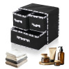 3 Pcs Set Drawer Organizer for Storage | Dressing/Jewllery/Makeup Organizer | Closet Dresser Drawer Organizer | Cube Basket for Bra, Underwear, Socks | Dot Printed - Black