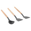 Kuber Industries 3 Pcs Silicone Nonstick Spatula Set with Wooden Handle | Heat Resistant Spatula for Kitchen | Kitchen Accessories Items for Cooking, Baking &amp; Mixing | HW-4-GRY | Grey