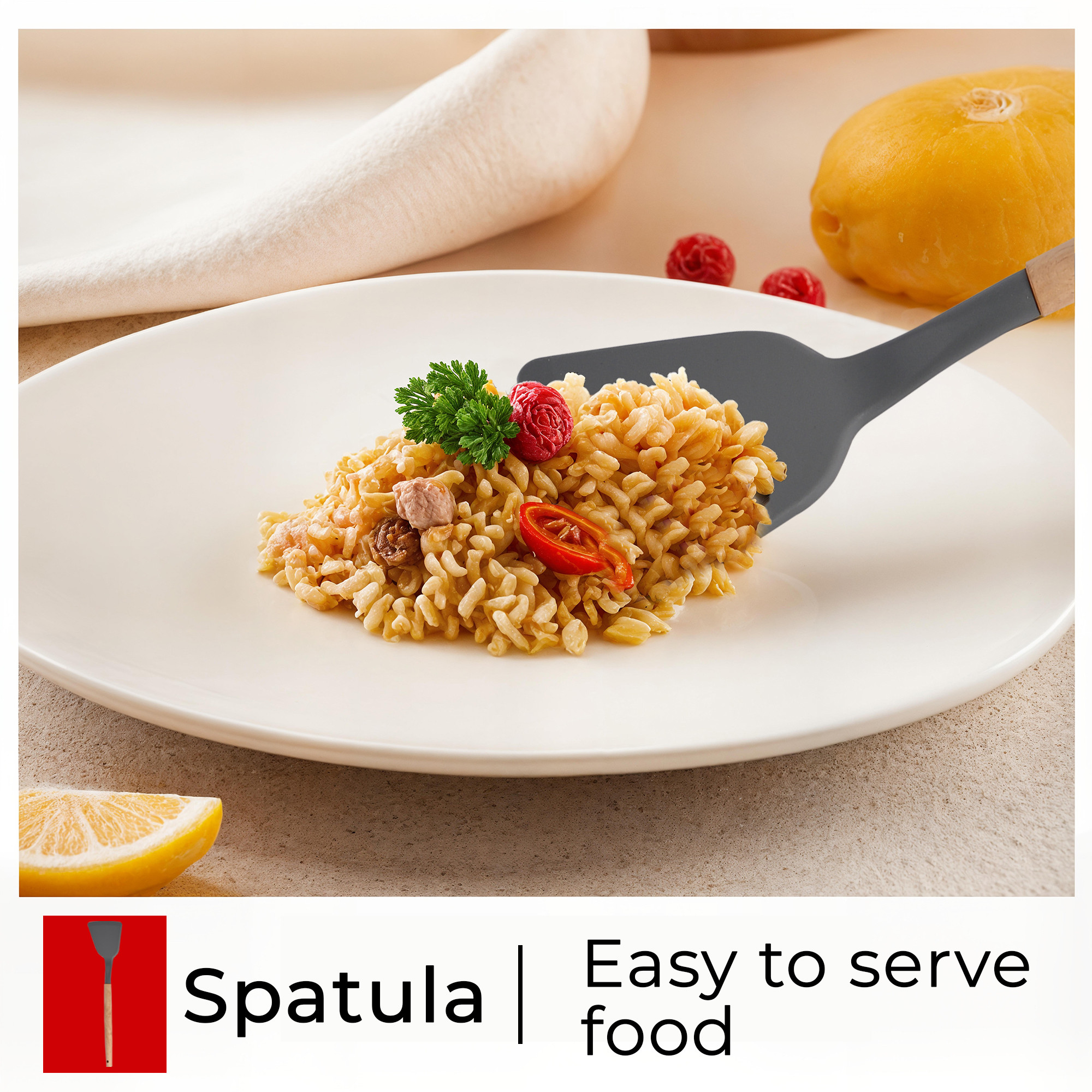 Kuber Industries 3 Pcs Silicone Nonstick Spatula Set with Wooden Handle  Heat Resistant Spatula for Kitchen  Kitchen Accessories Items for Cooking Baking  Mixing  HW-4-GRY  Grey