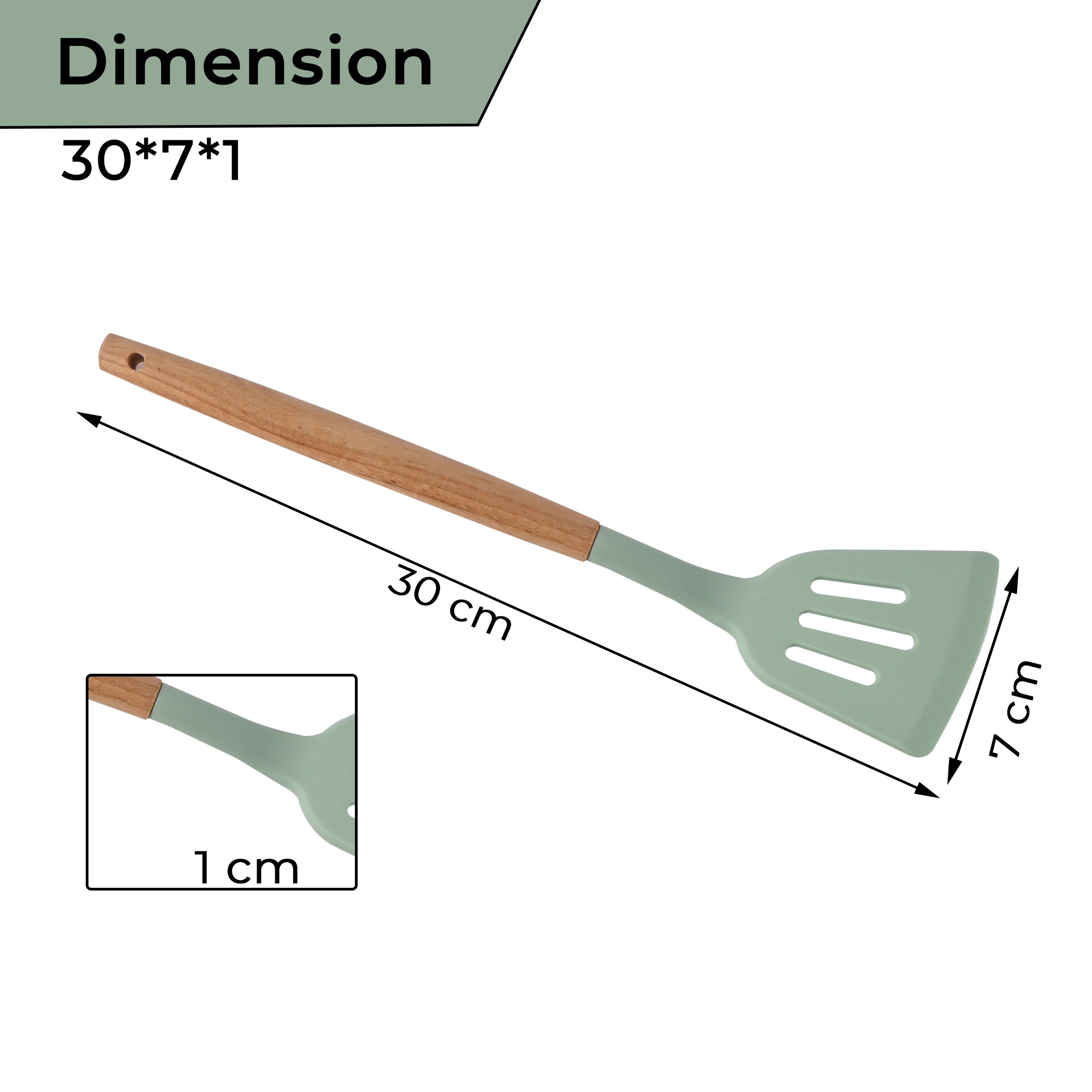 Kuber Industries 3 Pcs Silicone Nonstick Spatula Set with Wooden Handle  Heat Resistant Spatula for Kitchen  Kitchen Accessories Items for Cooking Baking  Mixing  HW-4-MINT  Mint
