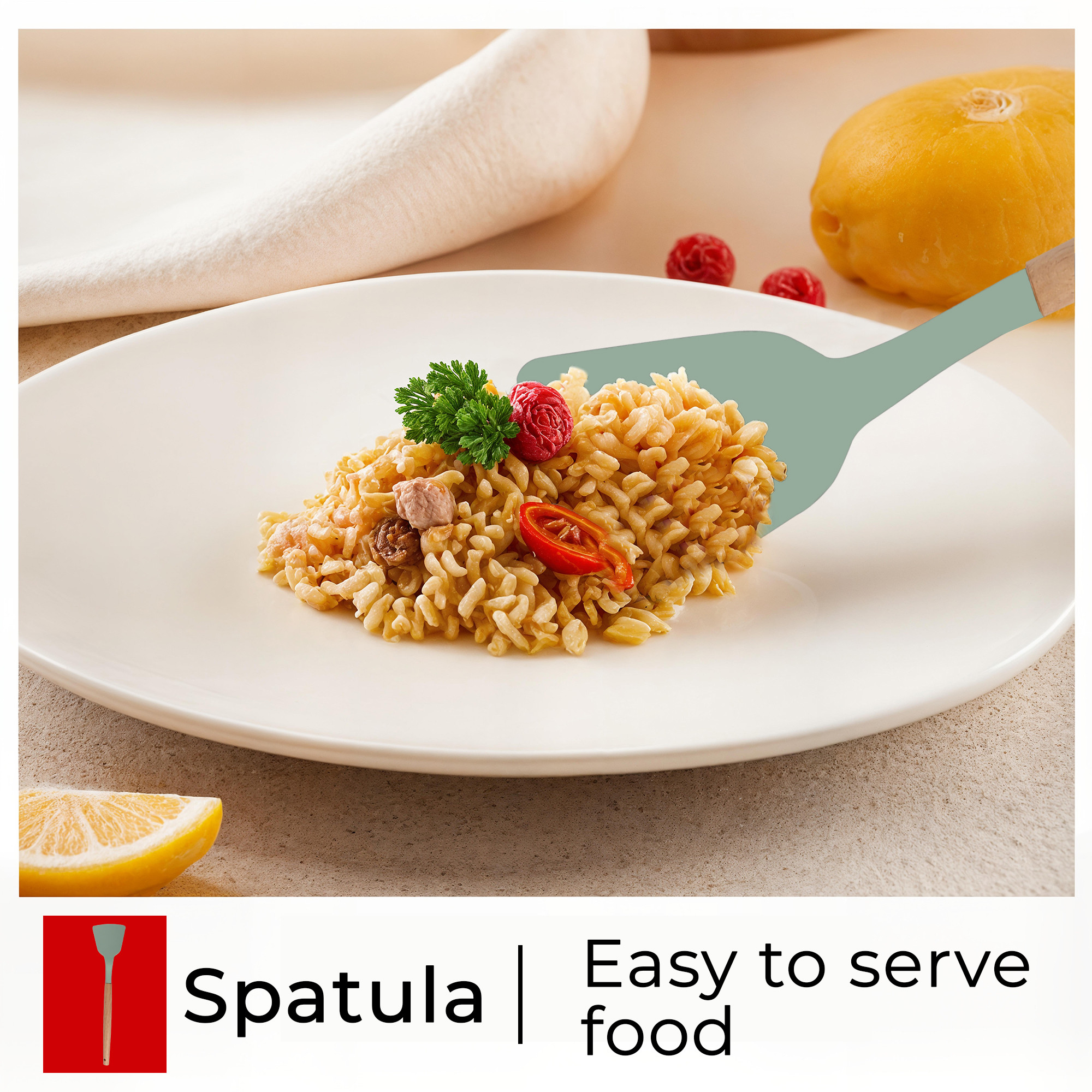 Kuber Industries 3 Pcs Silicone Nonstick Spatula Set with Wooden Handle  Heat Resistant Spatula for Kitchen  Kitchen Accessories Items for Cooking Baking  Mixing  HW-4-MINT  Mint