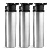 3 Pcs Stainless Steel 700 ml Water Bottle with Flip Top Cap | Single Walled and Rust Free Drinking Water Bottles for School, Office and Gym | Leakproof and Easy to Carry | Silver