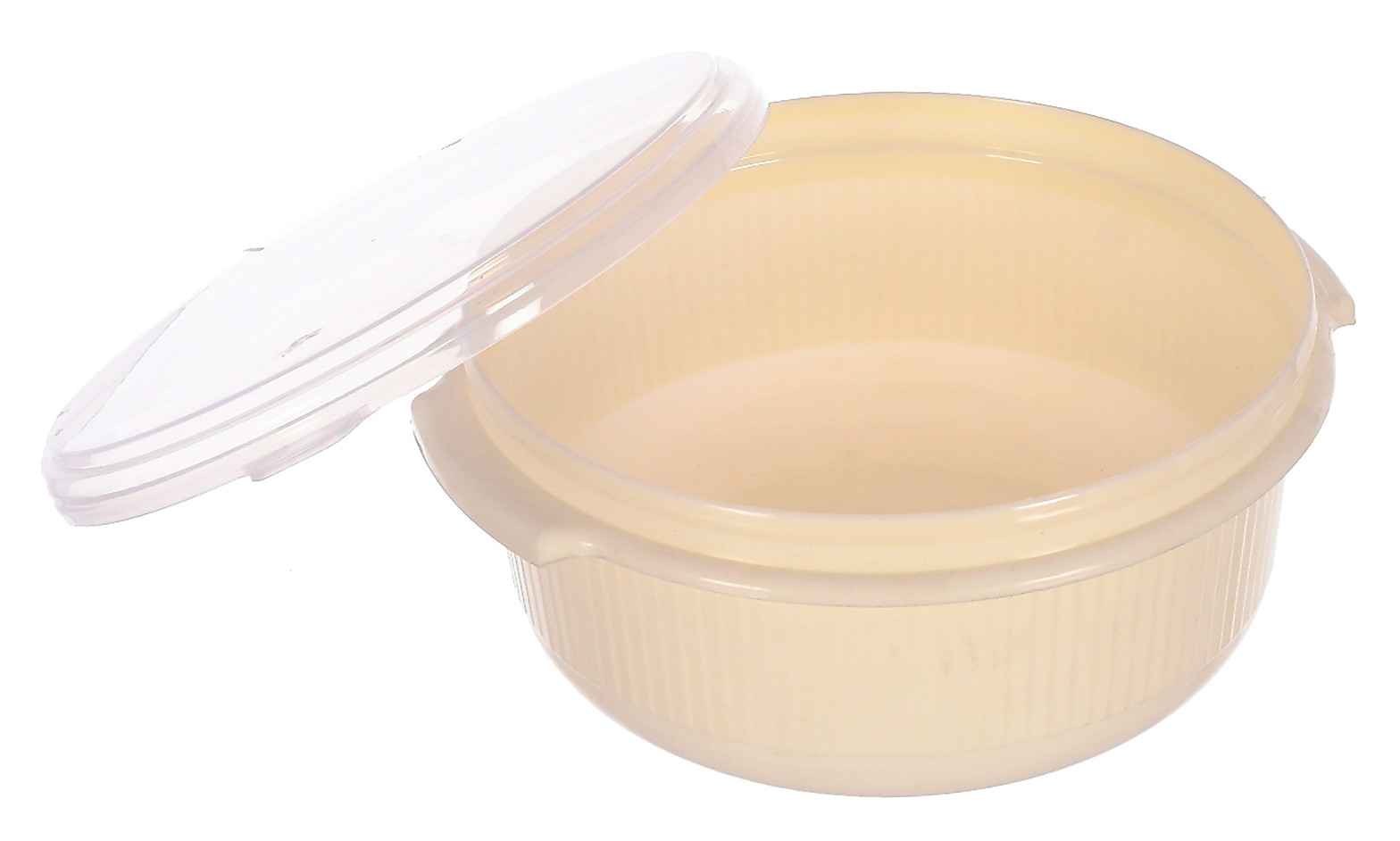 Kuber Industries 3 Piece Multiuses Plastic Serving/Mixing Bowls, Food Storage Containers Set With Lid, (3200ml, 1800ml, 1000ml) (Cream)-46KM0317