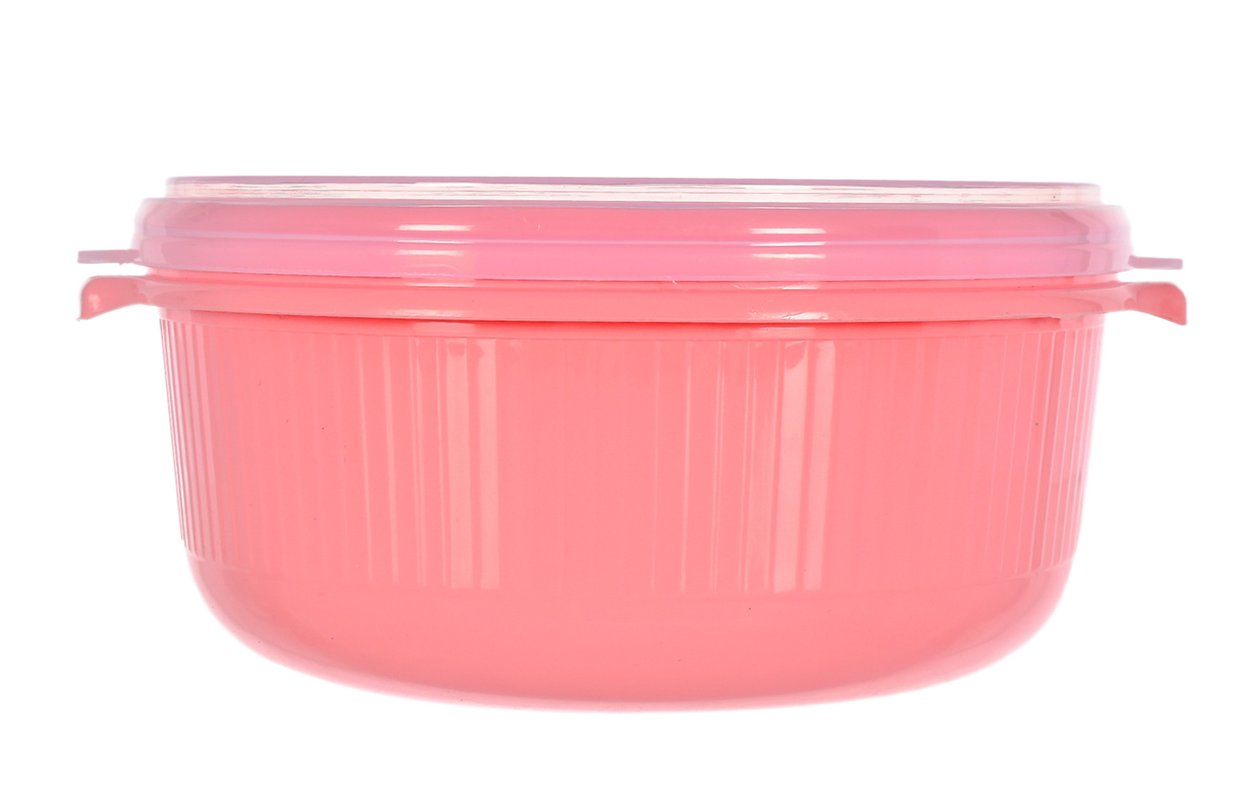 Kuber Industries 3 Piece Multiuses Plastic Serving/Mixing Bowls, Food Storage Containers Set With Lid, (3200ml, 1800ml, 1000ml) (Pink)-46KM0319