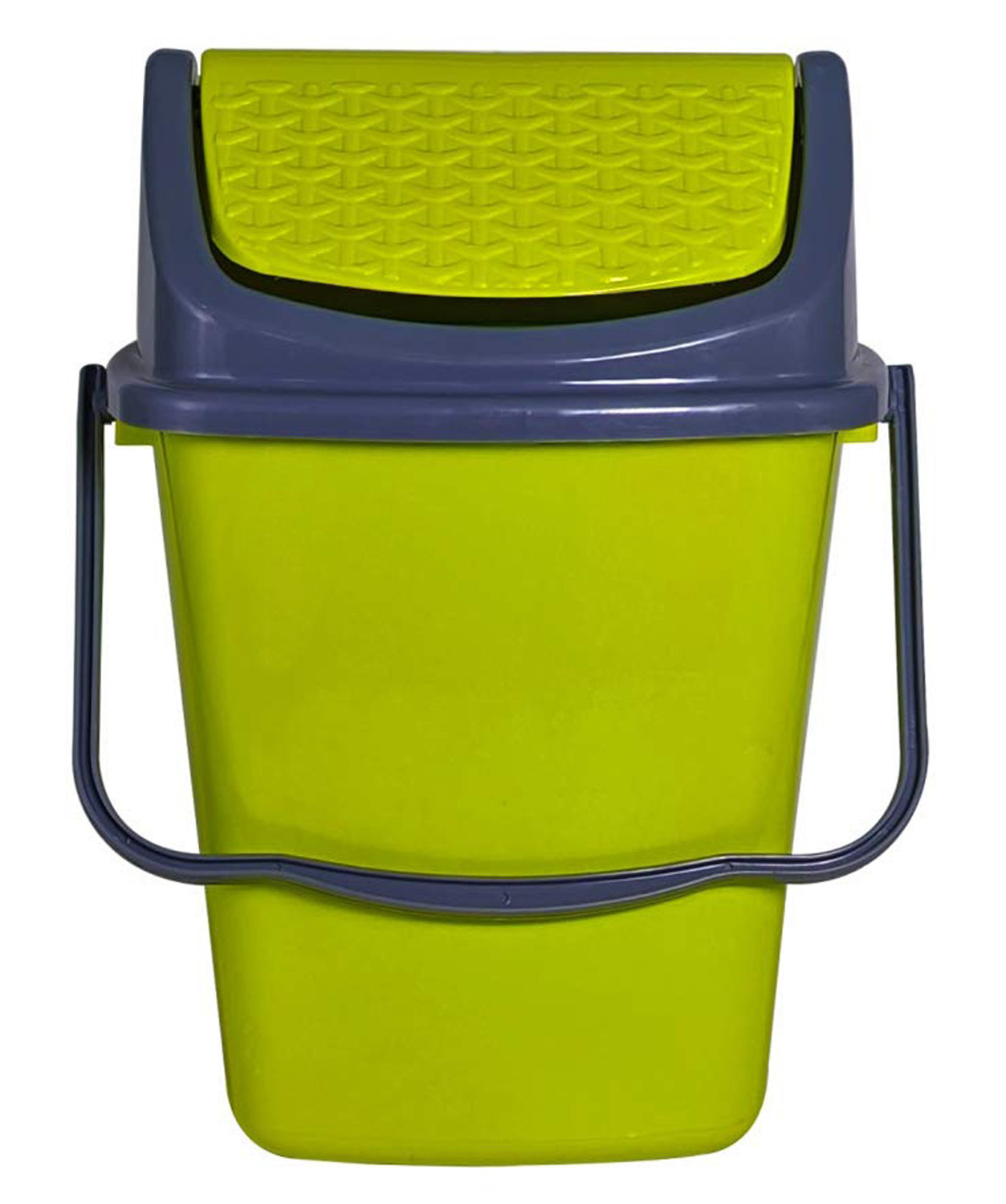Kuber Industries 3 Pieces Delight Plastic Swing  Garbage Waste Dustbin for Home, Office with Handle, 5 Liters (Green & Brown & Yellow)