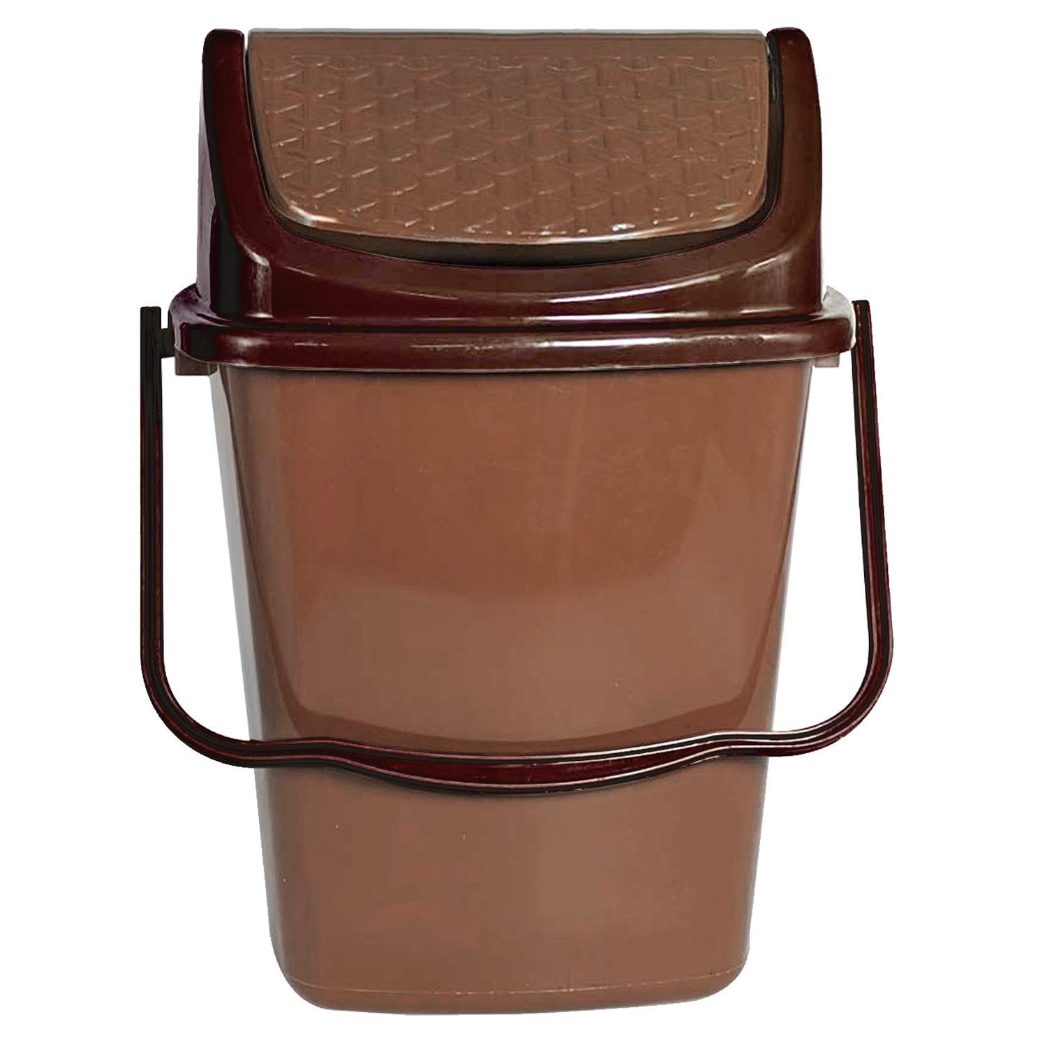 Kuber Industries 3 Pieces Delight Plastic Swing  Garbage Waste Dustbin for Home, Office with Handle, 5 Liters (Brown & Yellow & Light Brown)