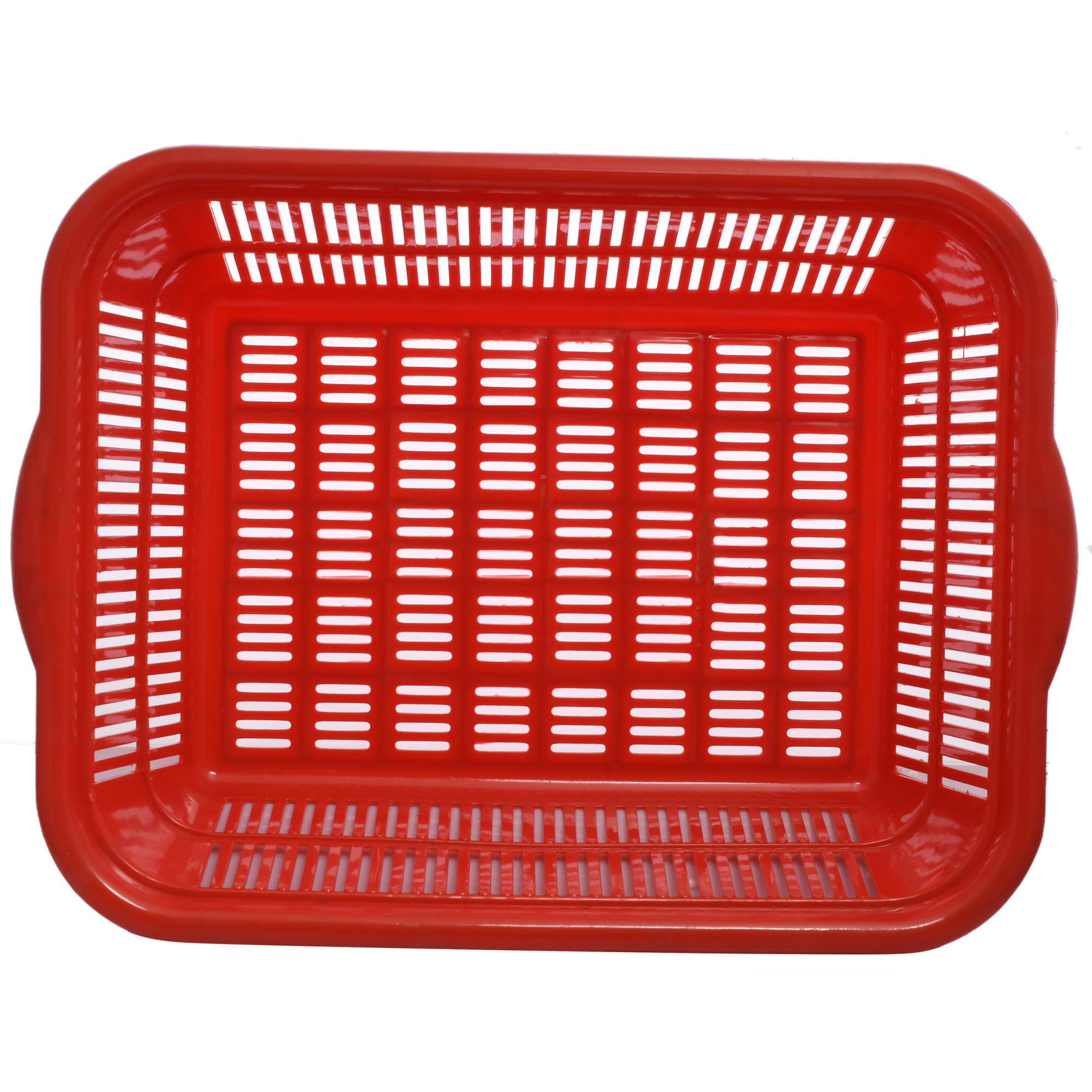 Kuber Industries 3 Pieces Plastic Kitchen Dish Rack Drainer Vegetables And Fruits Basket Dish Rack Multipurpose Organizers ,Medium Size,Red