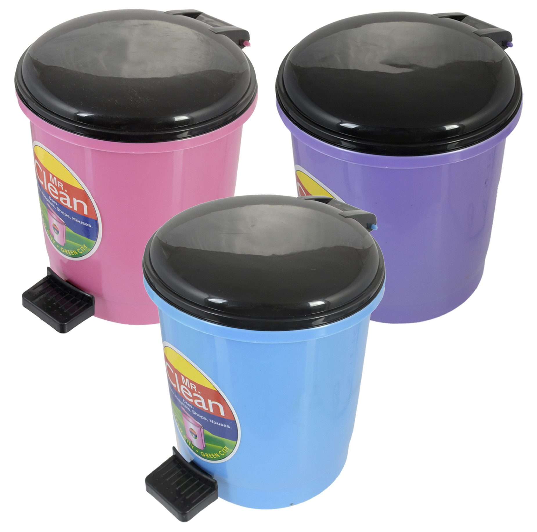 Kuber Industries 3 Pieces Table Top Desk Garbage Dustbin Trash for Office Home Work Place,2 Ltr(Pink & Blue & Purple)