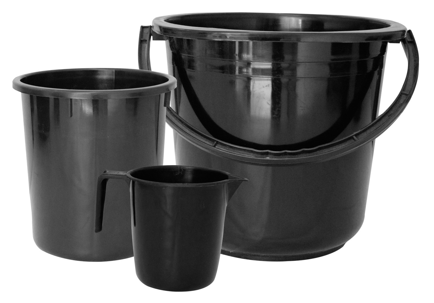 Kuber Industries 3 Pieces Unbreakable Virgin Plastic Multipurpose Bucket, Mug & Dustbin Set (Black)